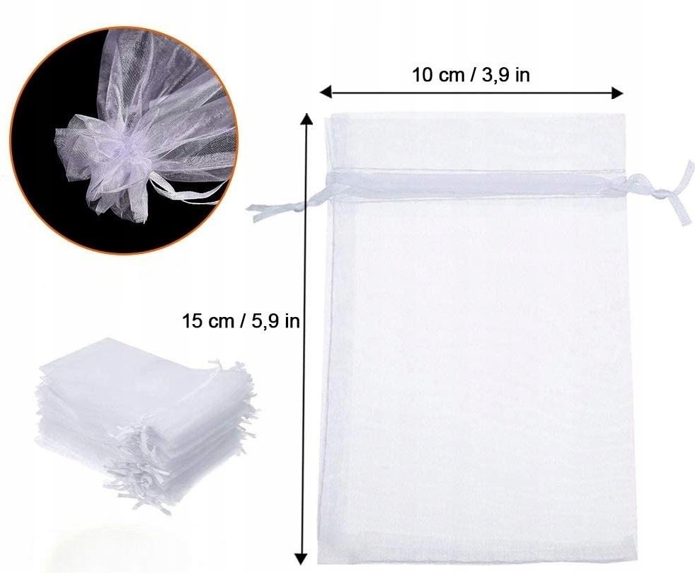 WORECZKI Z ORGANZY na pojemniki dekoracyjne | 100 szt. Marka bez marki