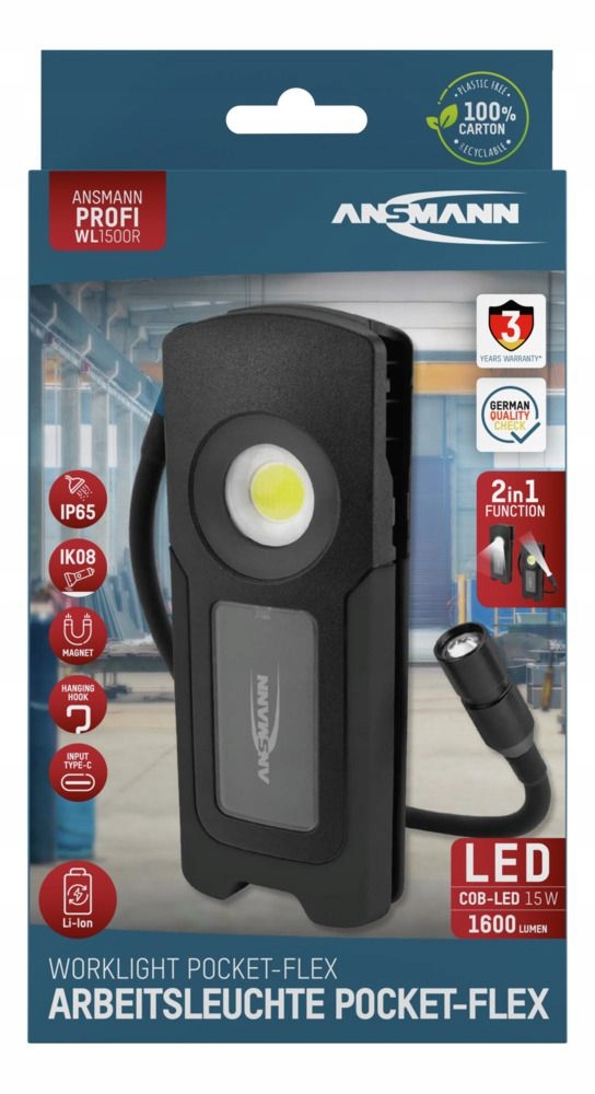 Led pracovná lampa Ansmann WL1500R 1600lm aku