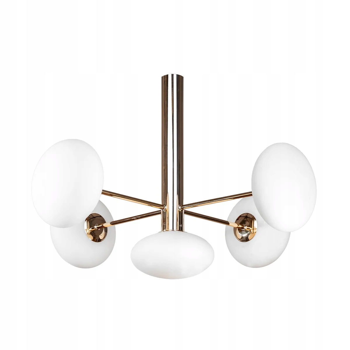 Stropná lampa zlatá, biele sklenené tienidlá, 5 bodov do obývacej izby, jedálne Zuma Line