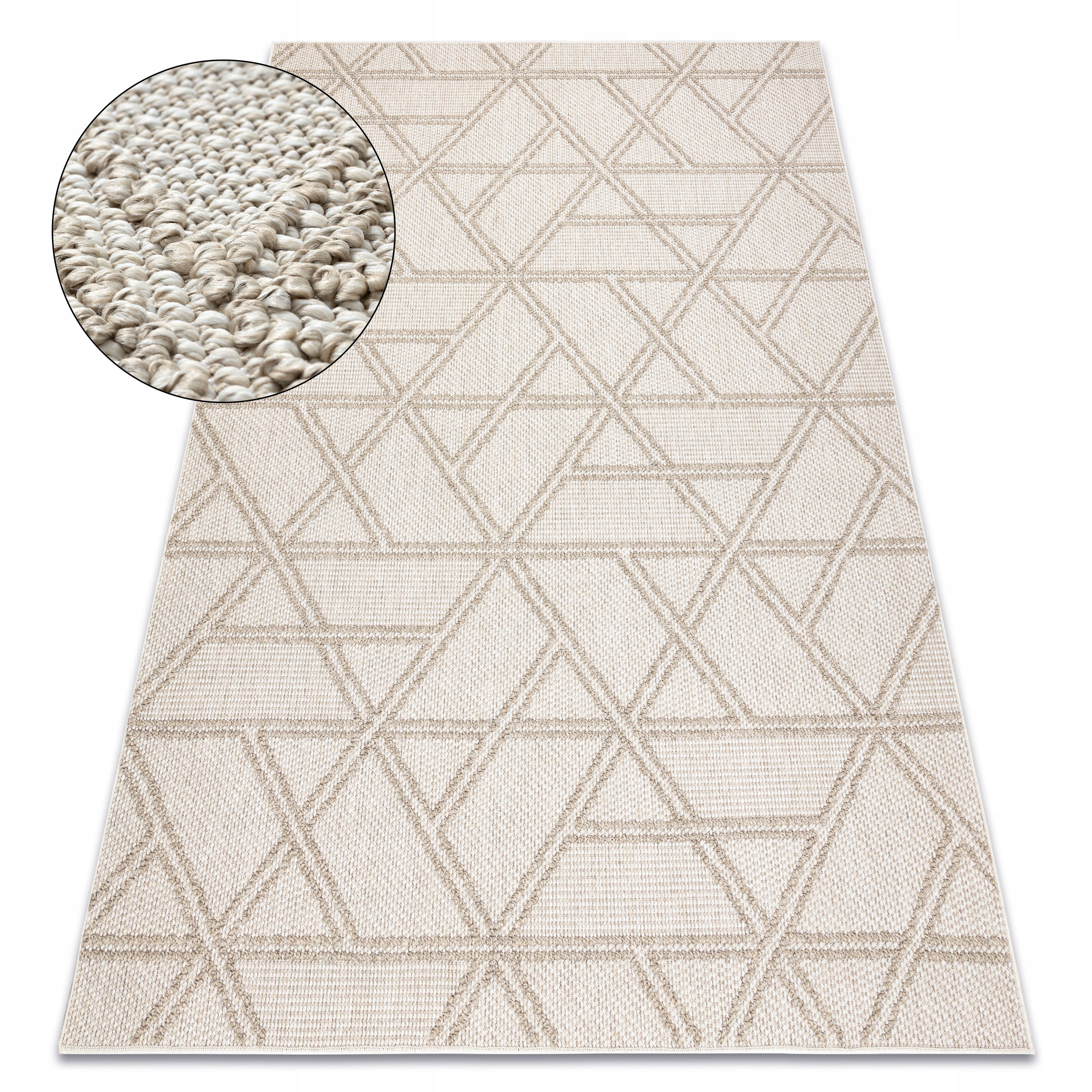 Dywan Płasko Tkany Jersey 240x330 Trójkąty beż sizal outdoor #D1774