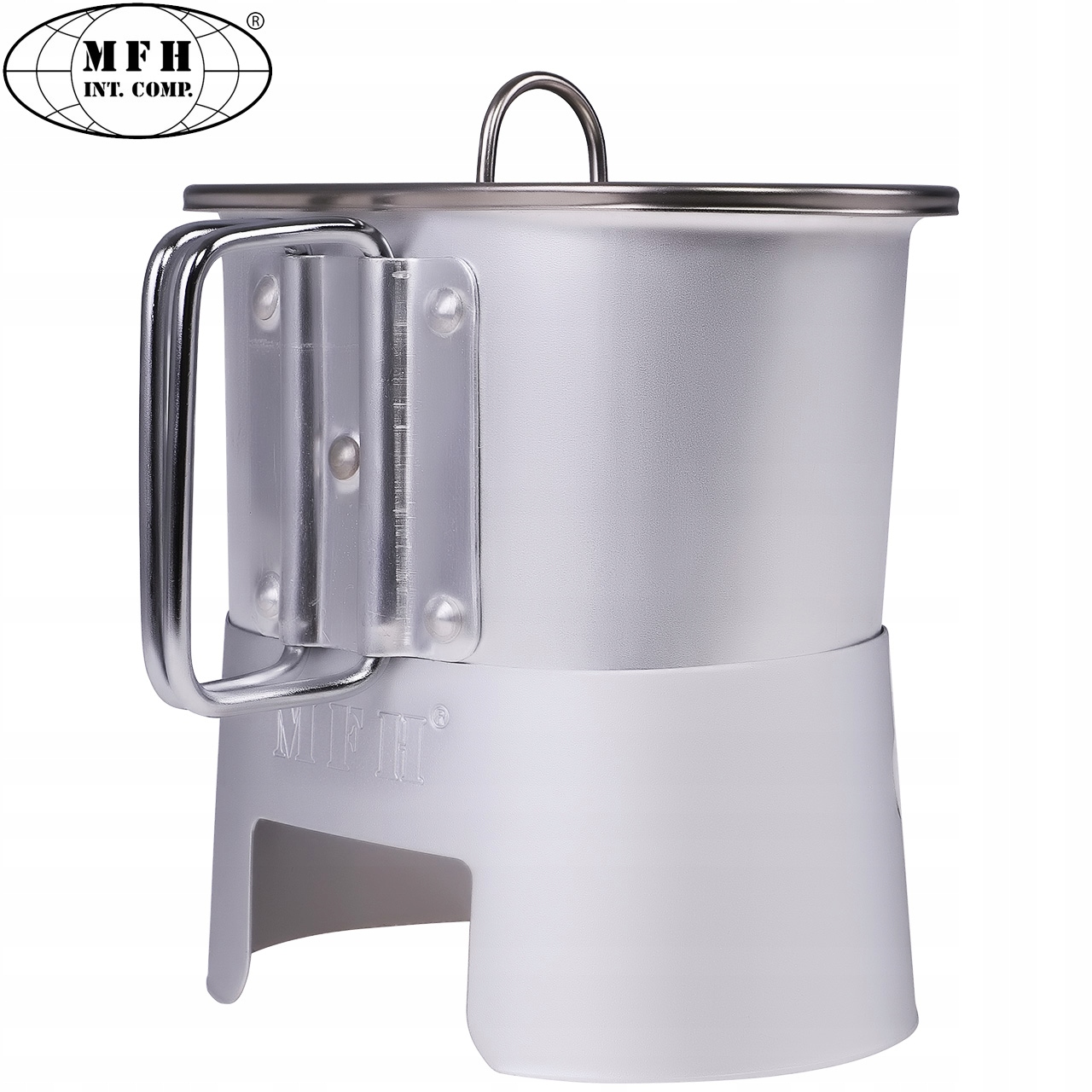 PODSTAWKA DO GOTOWANIA POD MENAŻKĘ MANIERKĘ KUBEK MFH Cechy dodatkowe nietłukące składany uchwyt wolne od BPA