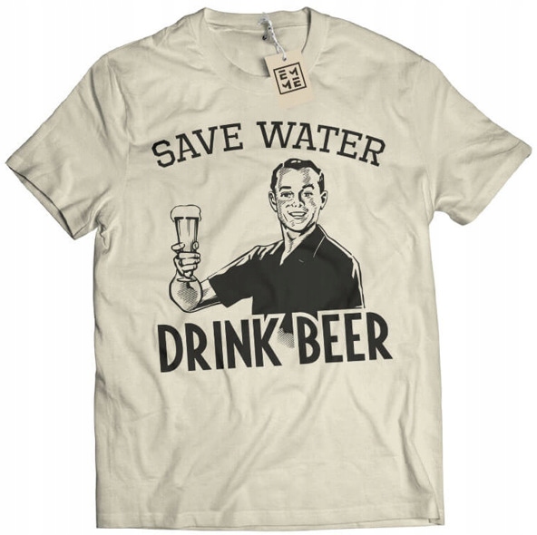 

Koszulka Save Water Drink Beer beżowa prezent 2XL
