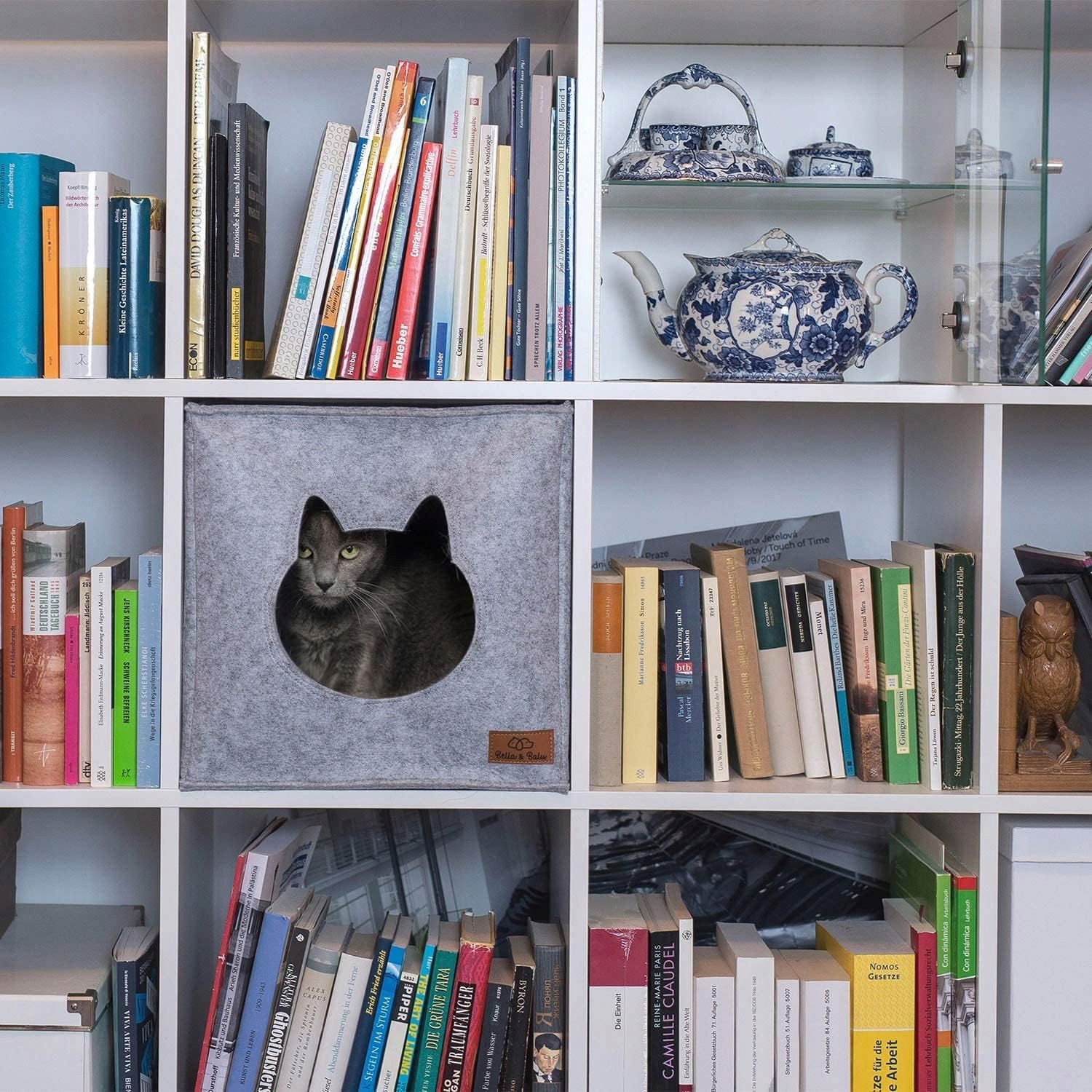 Levně Filcová jeskyně pro kočky s polštářkem hračkou Skládačka mazlíček