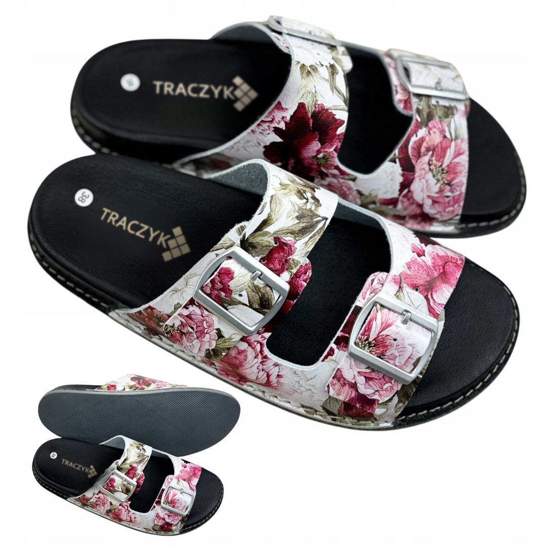 Nazouváky Z Přírodní Kůže, Květiny, nastavitelné, profilované, vel. 37