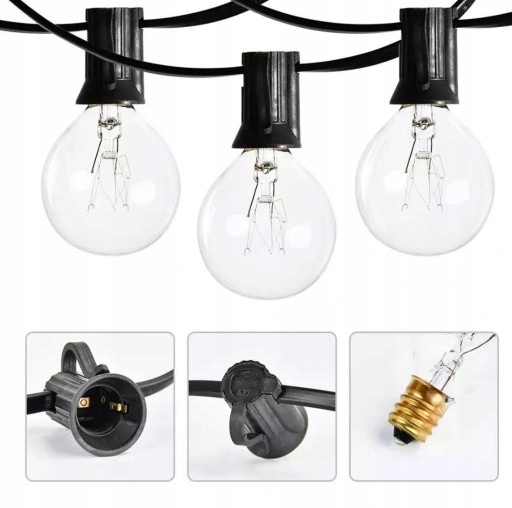 Lampki Ogrodowe Zewnętrzne Girlanda Łańcuch 25szt Zasilanie sieciowe