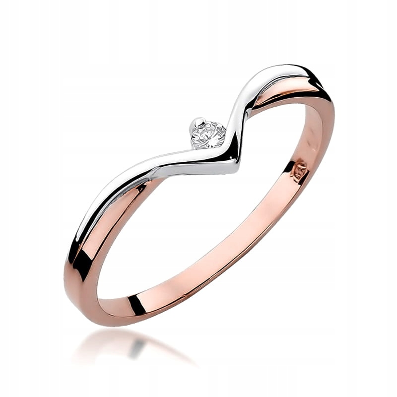 Prstýnek z růžového zlata 585 s briliantem, elegantní, dámský