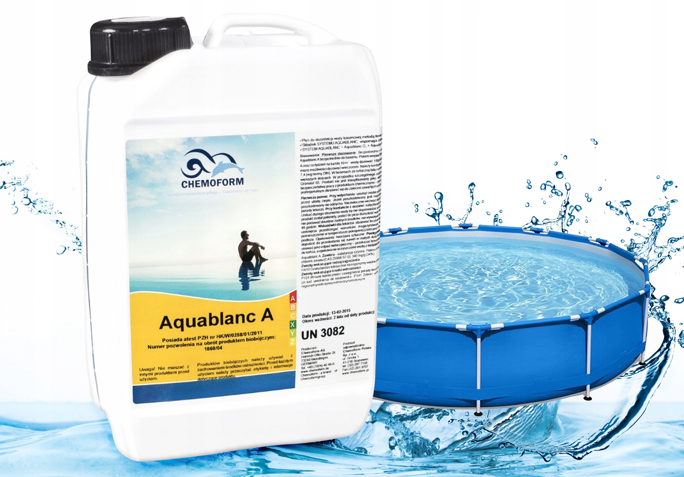 Aktywny Tlen Dezynfekcja Basenu Jacuzzi bez Chloru Aquablanc A Chemoform 3L