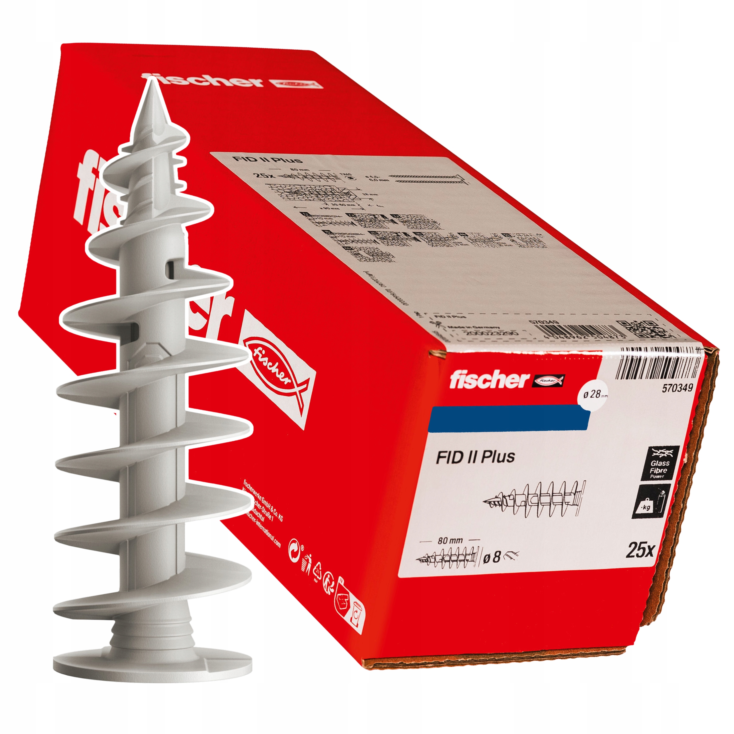 Fischer Fid II Plus 80 kołek ślimak do mocowania w izolacji styropianu 25sz