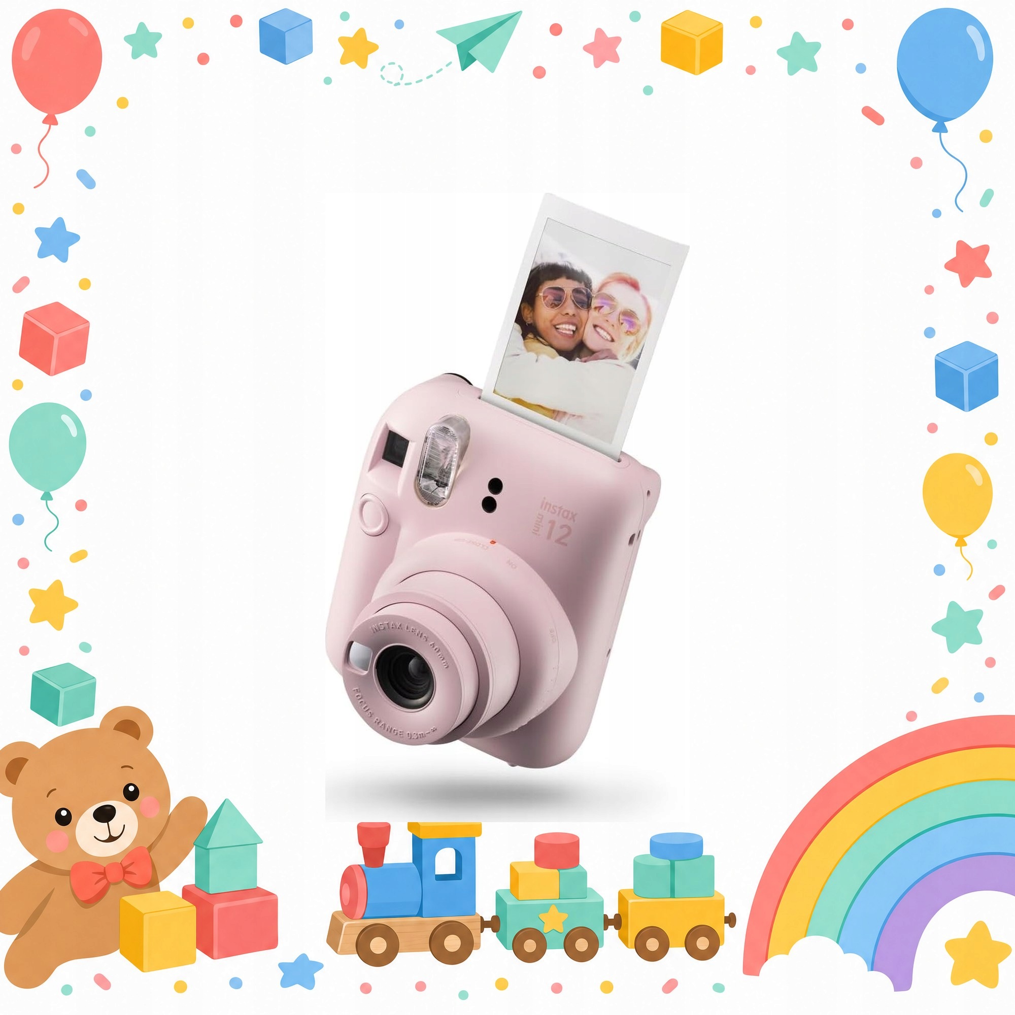 Instax Mini 12 Růžový Instantní Selfie Fotoaparát Video Ebook