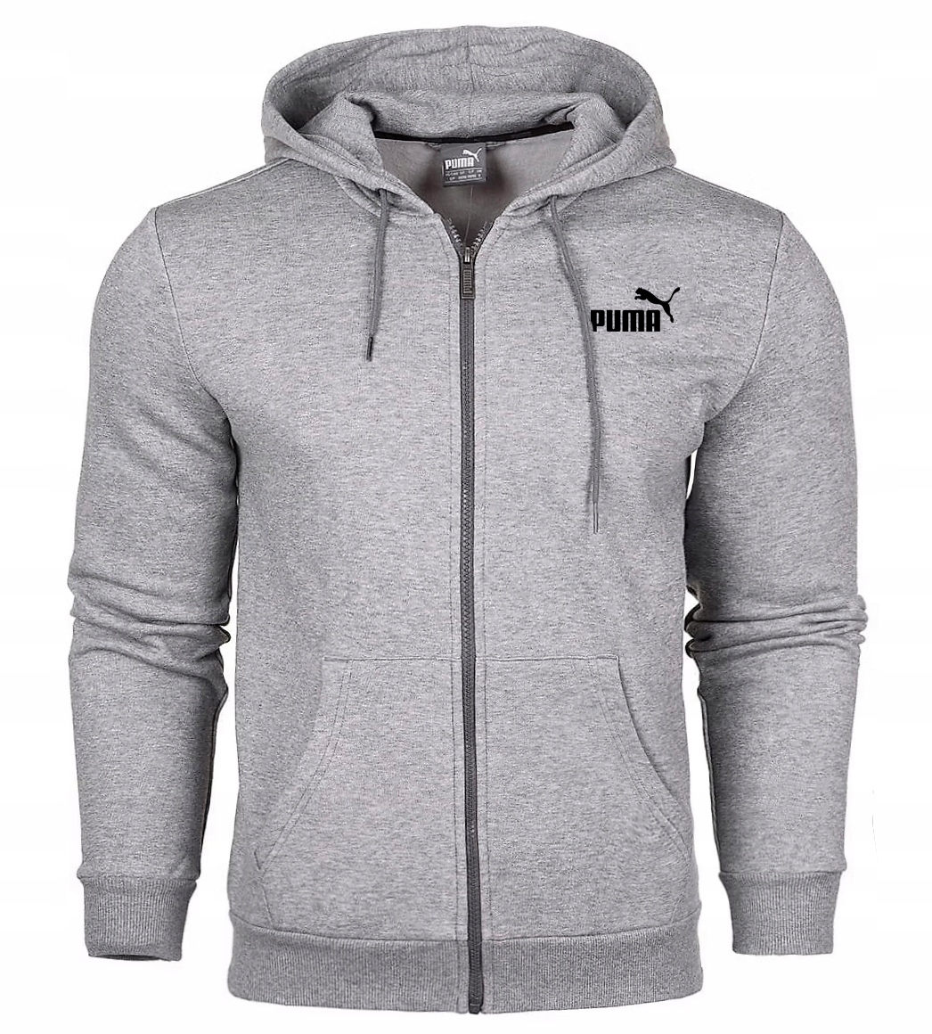 3236 Pánská Mikina Puma Rozepínací S Kapucí Bavlněná Sportovní Šedá S