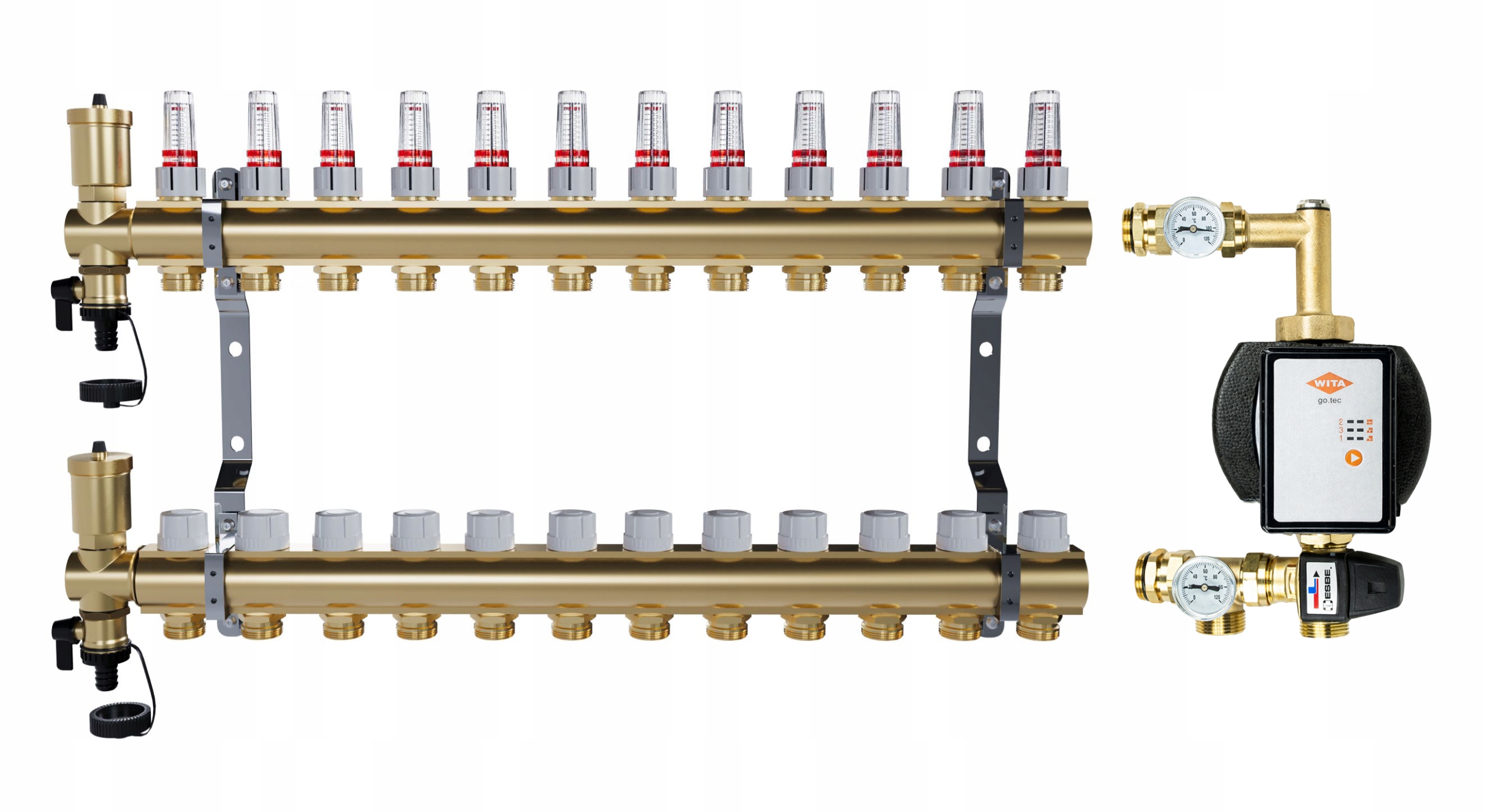 Rozdělovač pro podlahu 12 mosazných sekcí pro vytápění Čerpadlo Wita
