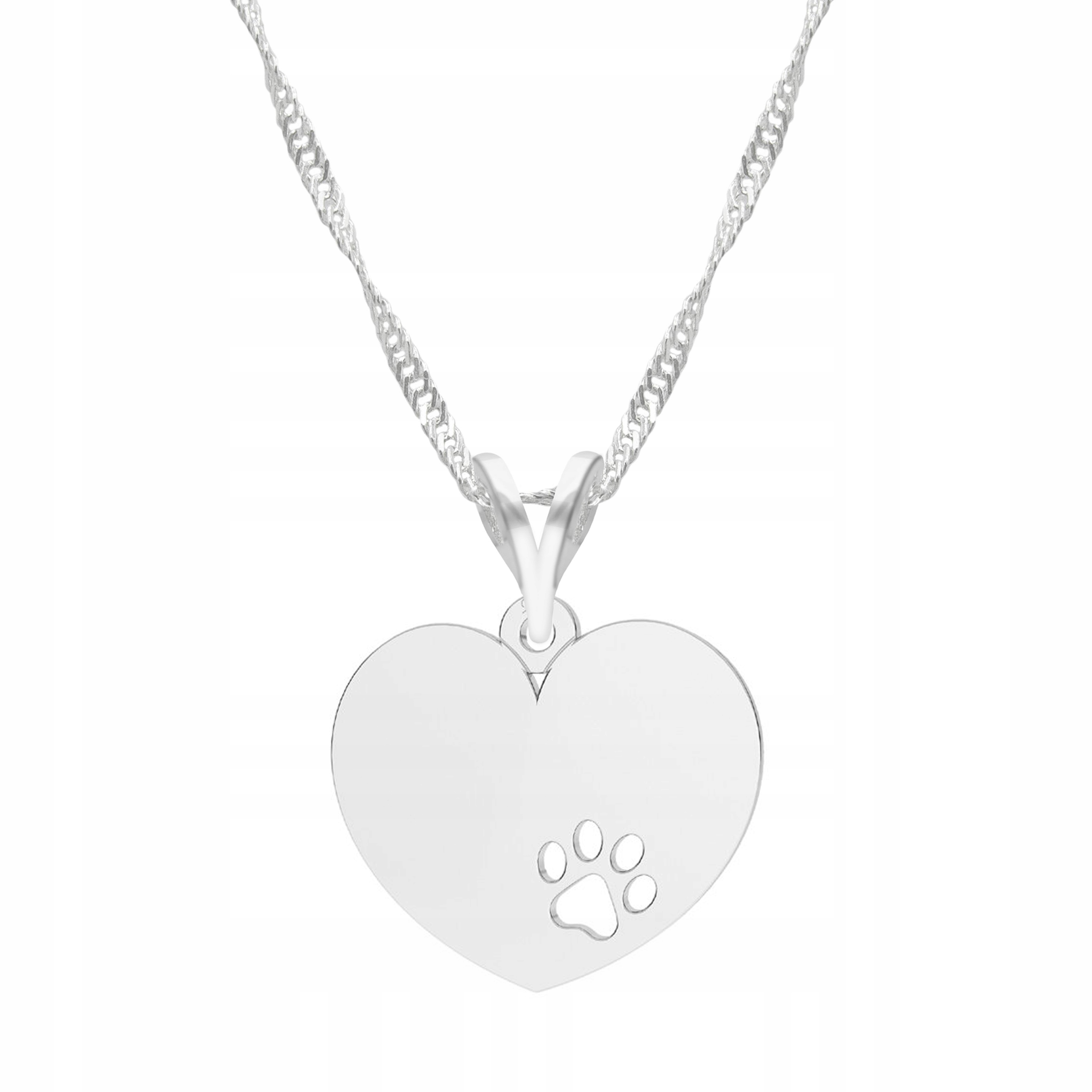 

Łańcuszek srebrny naszyjnik 925 Serce Łapka Psia