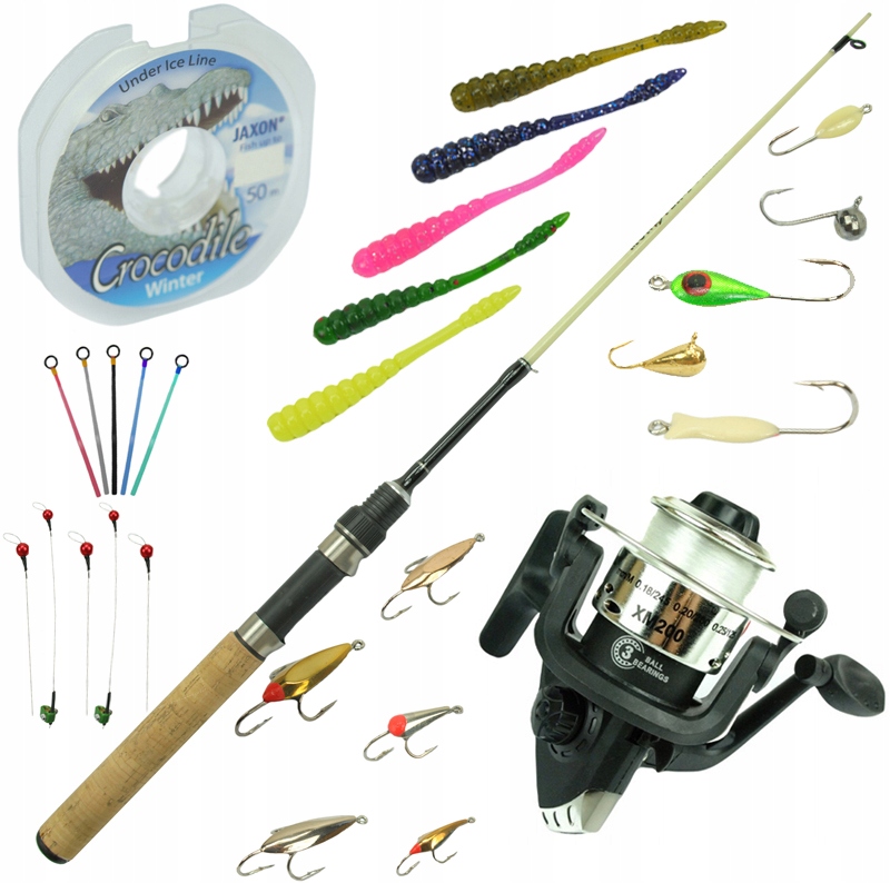 Kompletní Podlodový set prut naviják vlasec Jaxon mormyszka Okoń 28el