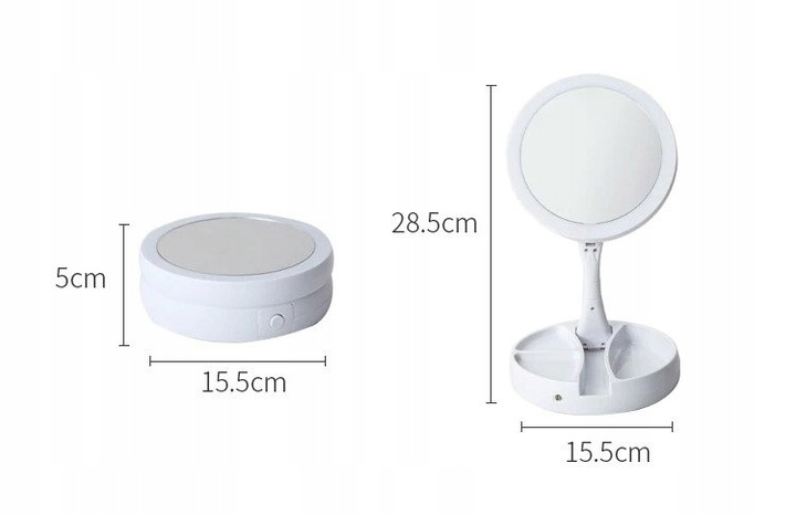 PODŚWIETLANE LUSTERKO DO MAKIJAŻU POWIĘKSZAJĄCE Kolor dominujący biały