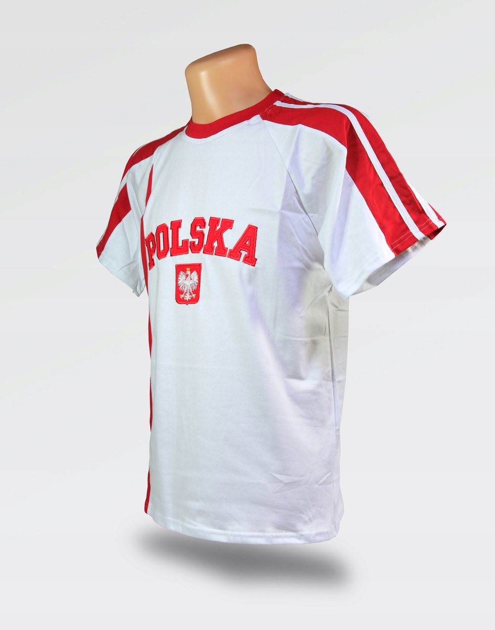Koszulka kibica Polska biała z haftem Rękaw krótki rękaw