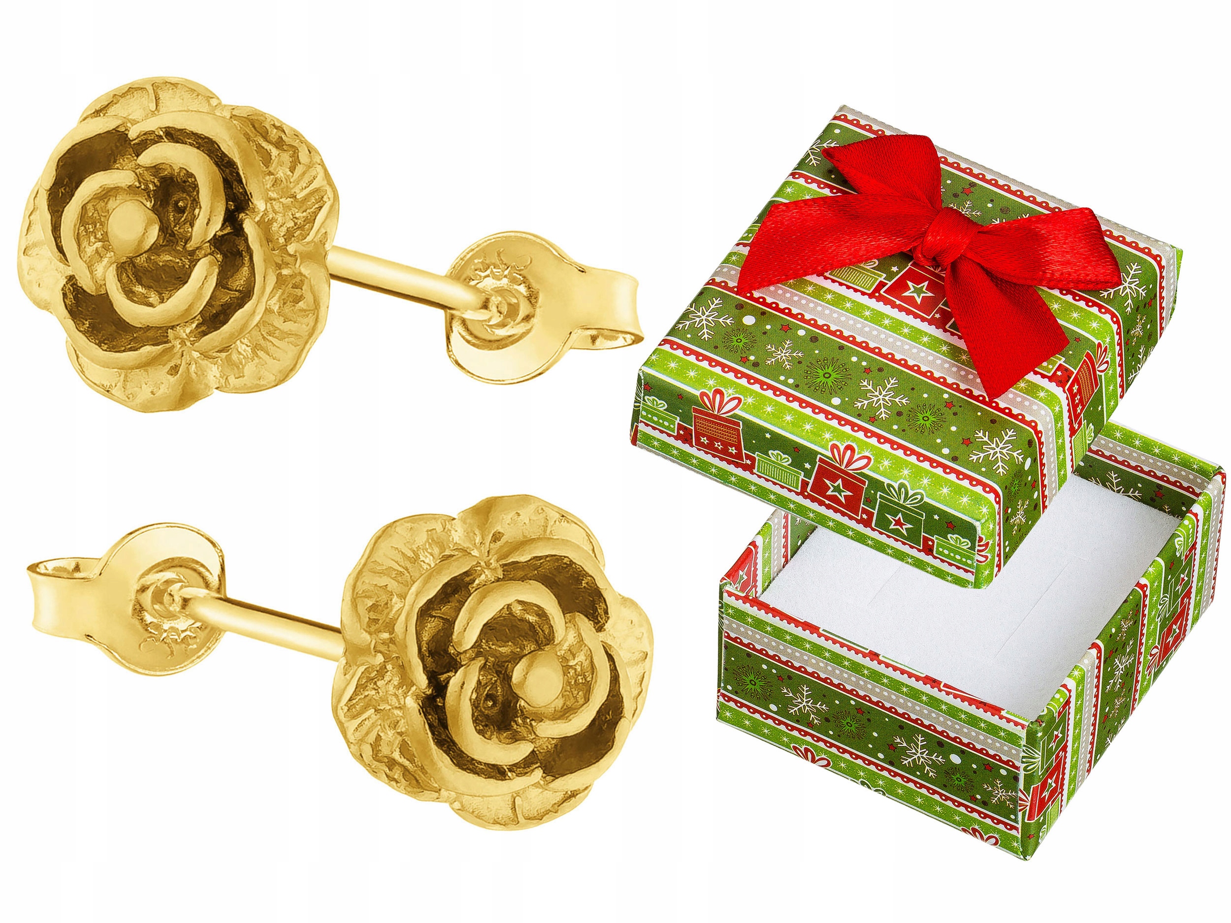 Zlaté Náušnice Dámské Květiny Stříbrné Pozlacené Růže Šroubky Květiny Tužka