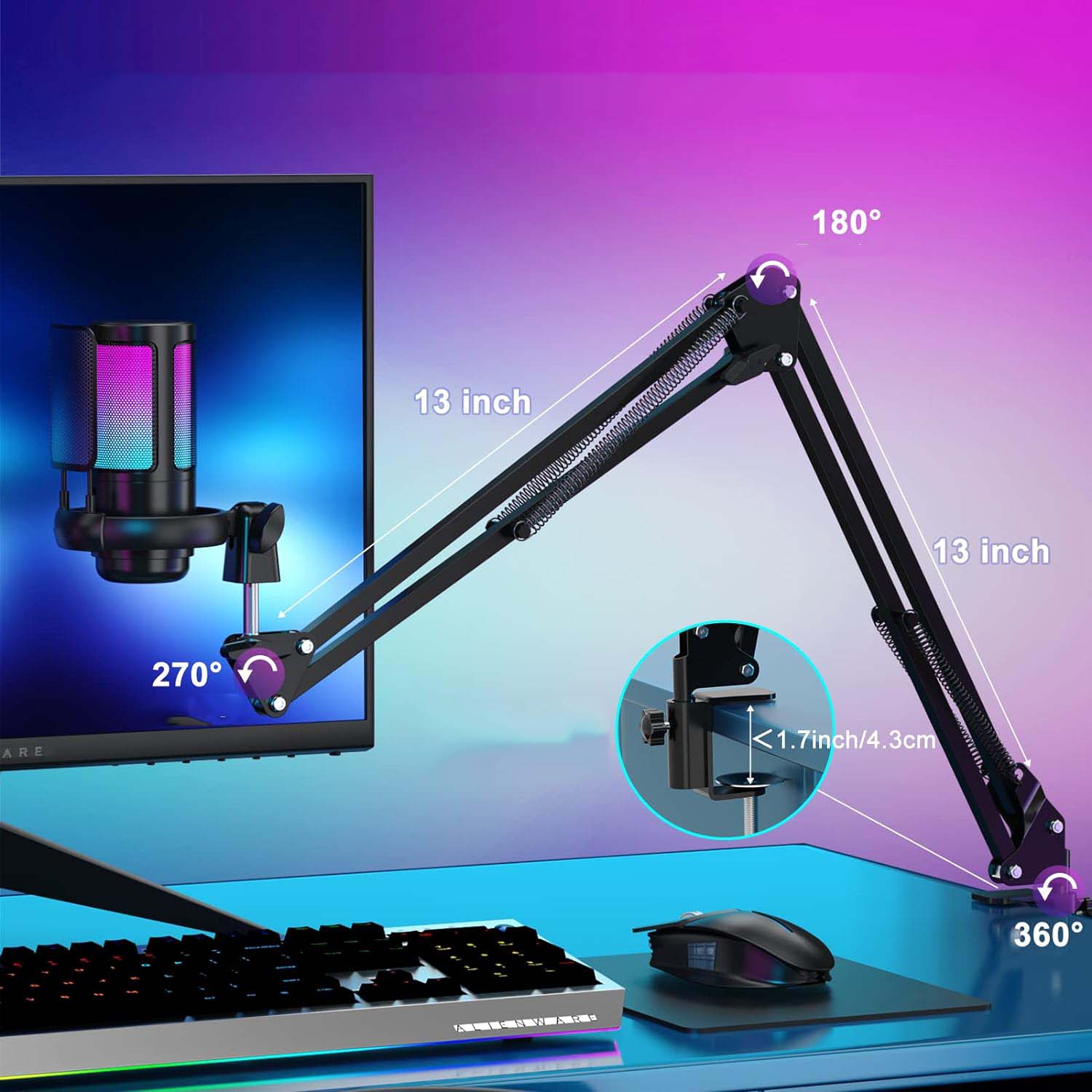 MIKROFON POJEMNOŚCIOWY Z RAMIENIEM DO MEDIÓW SPOŁECZNOŚCIOWYCH Model Mikrofon