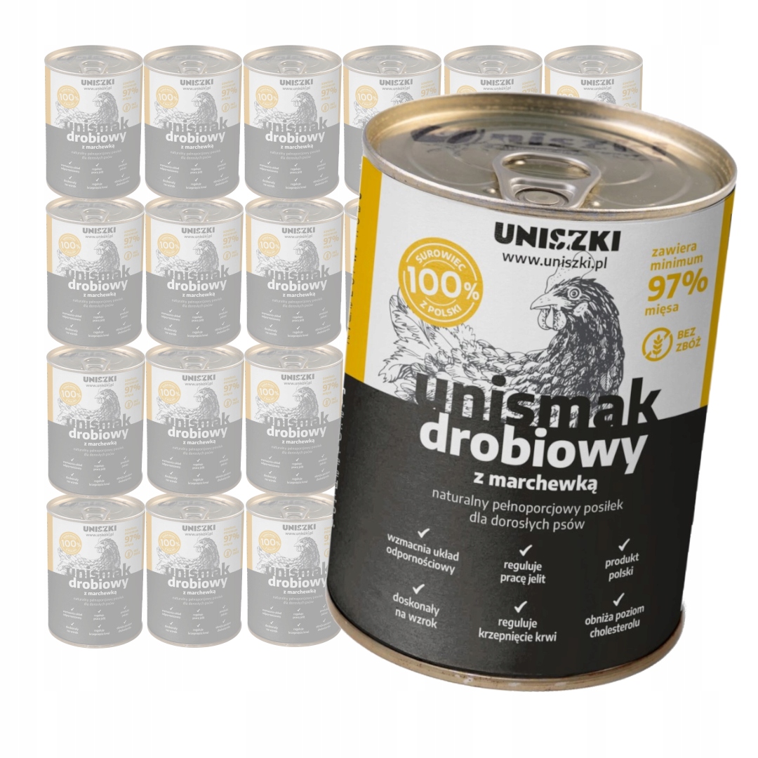 Uniszki Unismak Drůbeží s mrkví 24x410g Bezobilné Vlhké Krmivo pro psy
