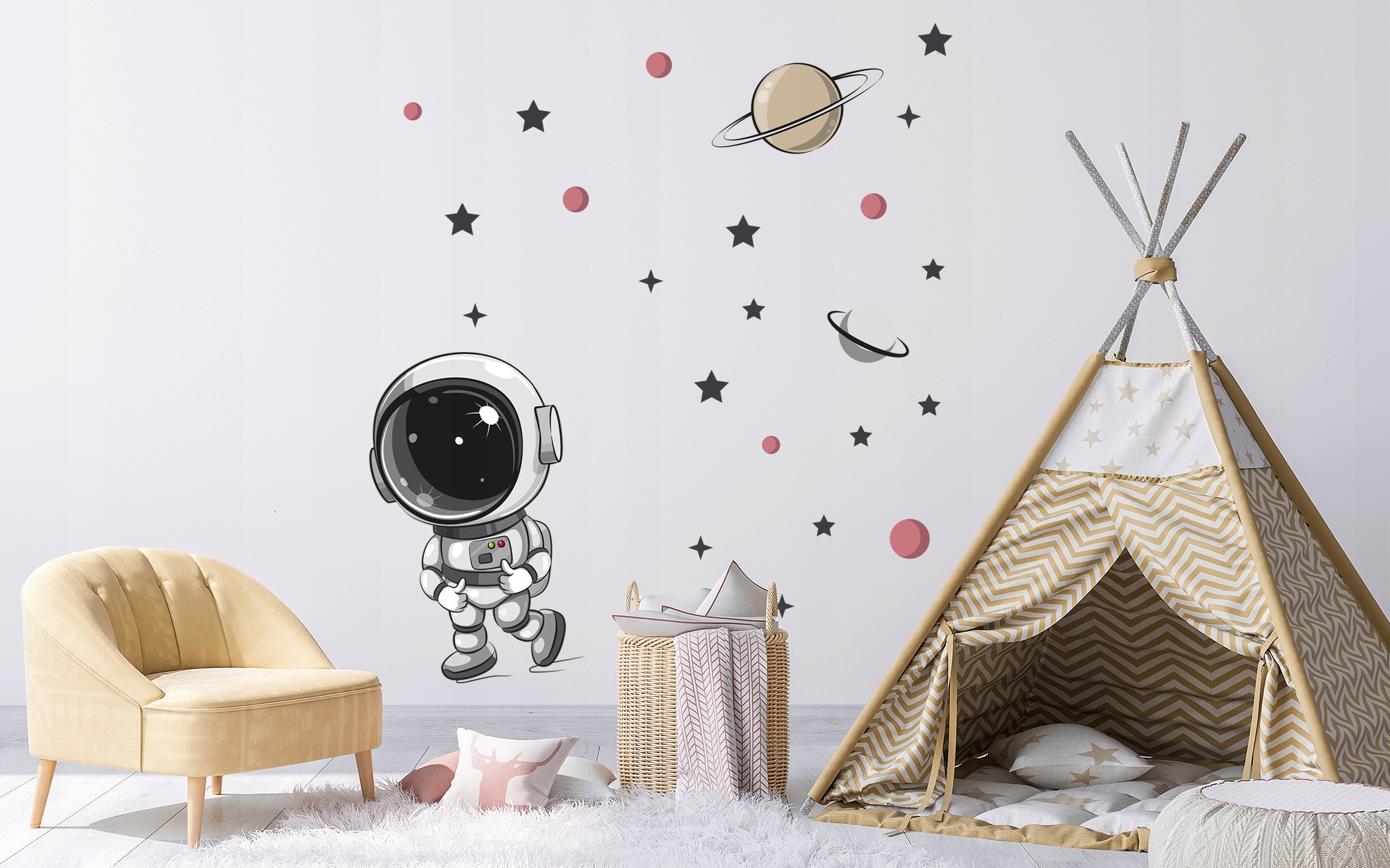 XL DUŻA Naklejka na ścianę ASTRONAUTA 58x57 Długość 58 cm