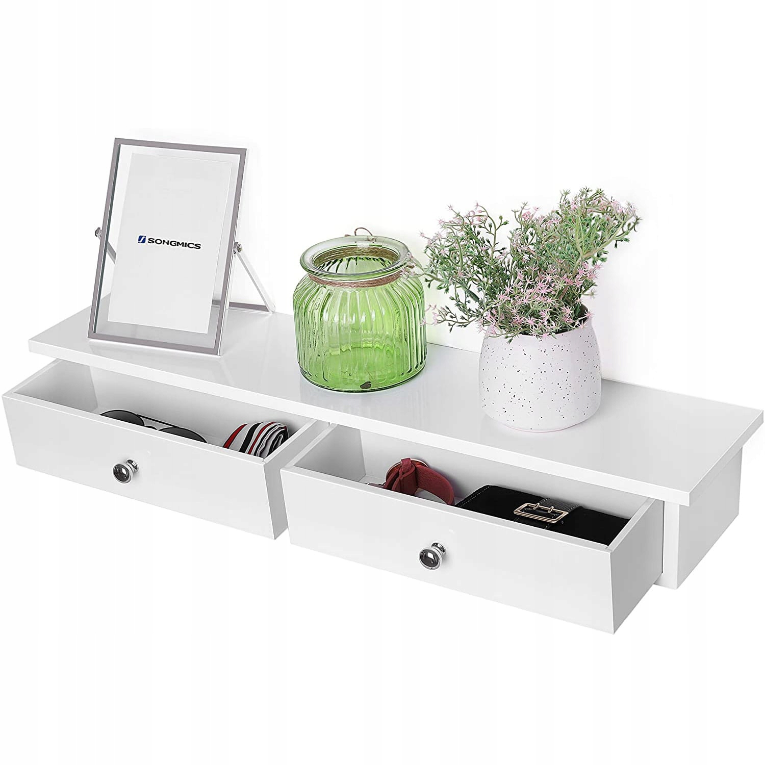 BIAŁA SZAFKA PÓŁKA ŚCIENNA WISZĄCA SZUFLADAMI LOFT