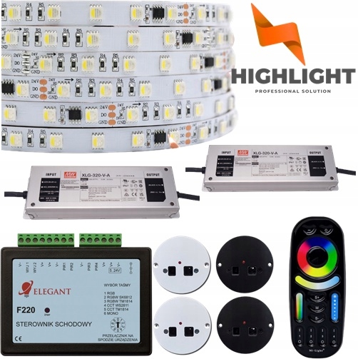 30m Schodiskový set Rgbw Digitálna páska Smd 5050 TM1814 14,4W 24V 4X Detektor