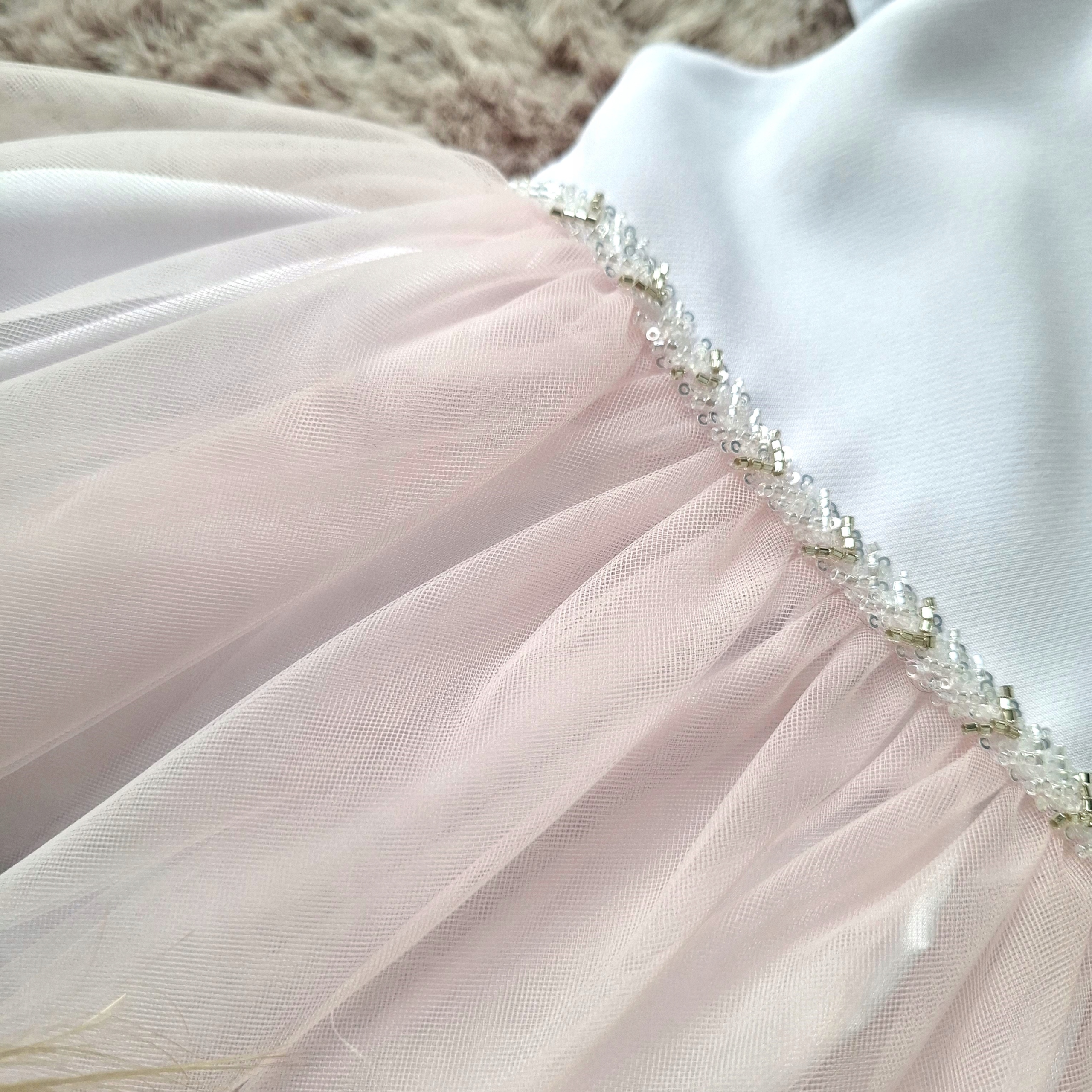 Sukienka do chrztu biało różowa sukienka tiulowa chrzest: 58 Marka Inna marka