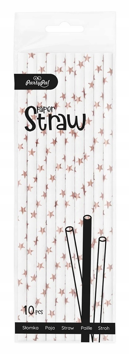 SŁOMKI RURKI PAPIEROWE URODZINY BIAŁY RÓŻ 10x EAN (GTIN) 5904541036953