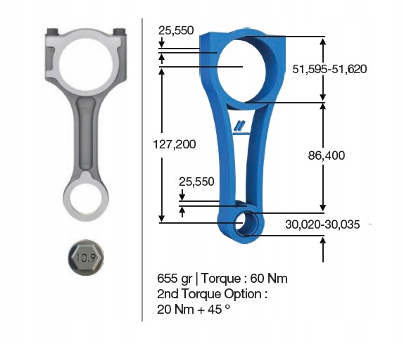 MIPCON021 - ШАТУН RENAULT MEGANE ХИТ MERCEDES 1.6 DCI R9M