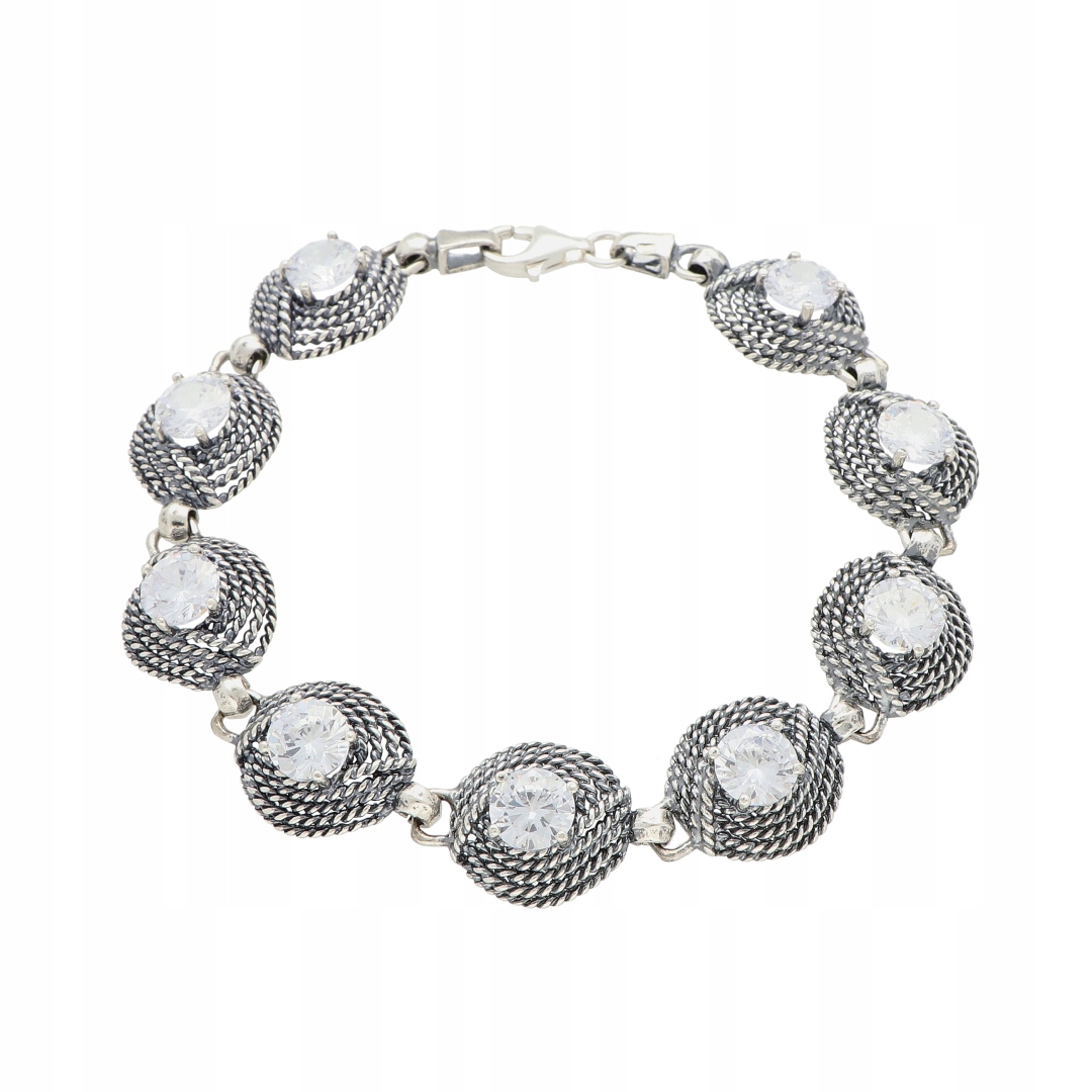 Turbankový náramek s bílým zirkonem stříbro