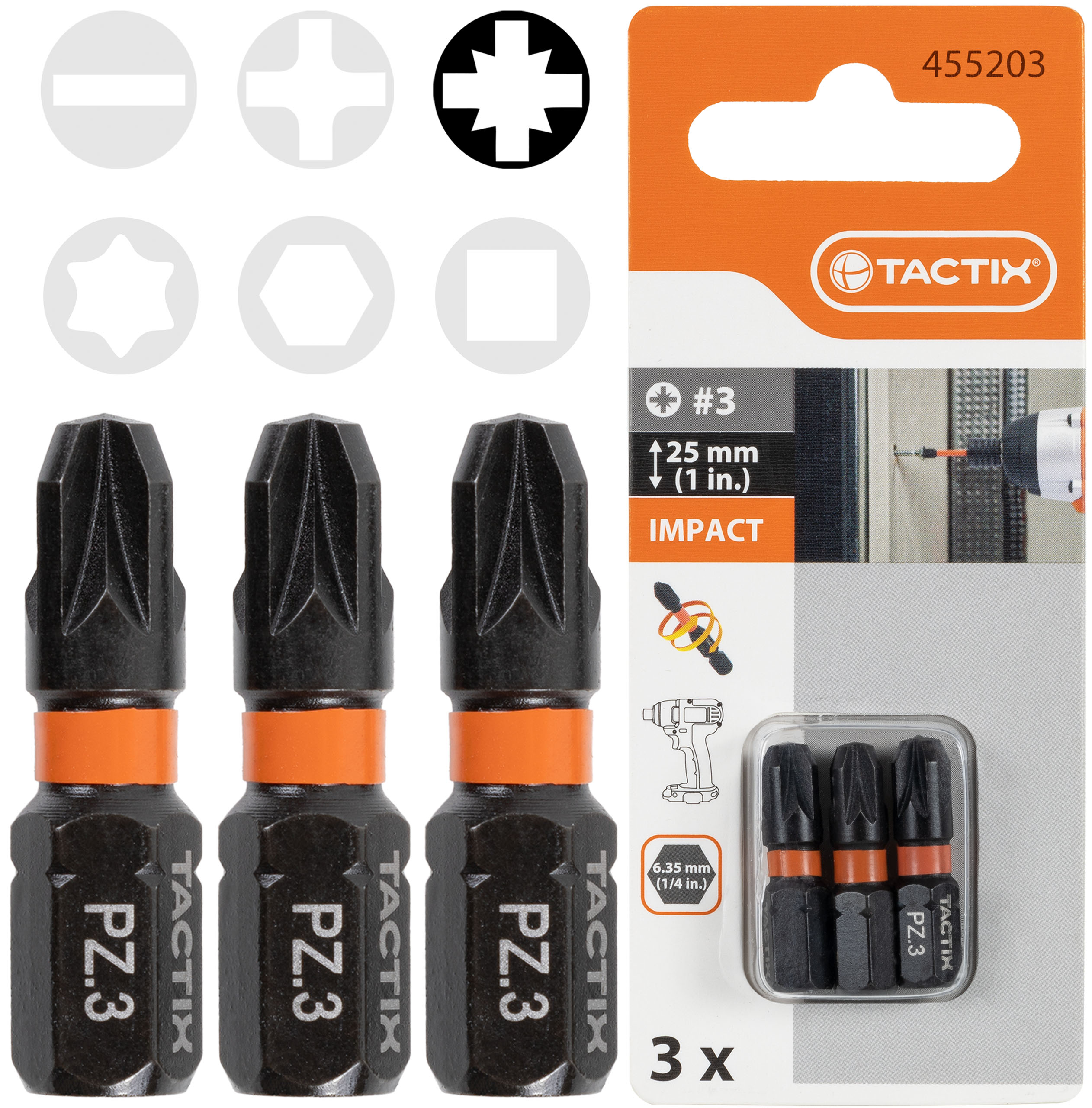 

Bit Udarowy 25mm końcówki PZ3 Tactix 3 szt