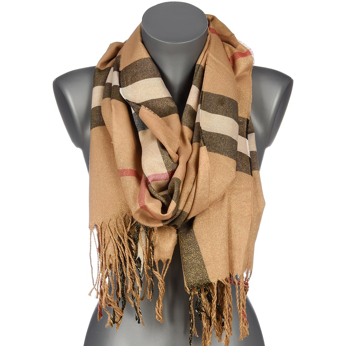 

Duży Szalik Damski bawełniany ciepły duża krata