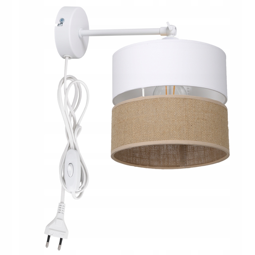 Nástěnná Lampa Juta Jutová Duo Pruhy Zástrčka