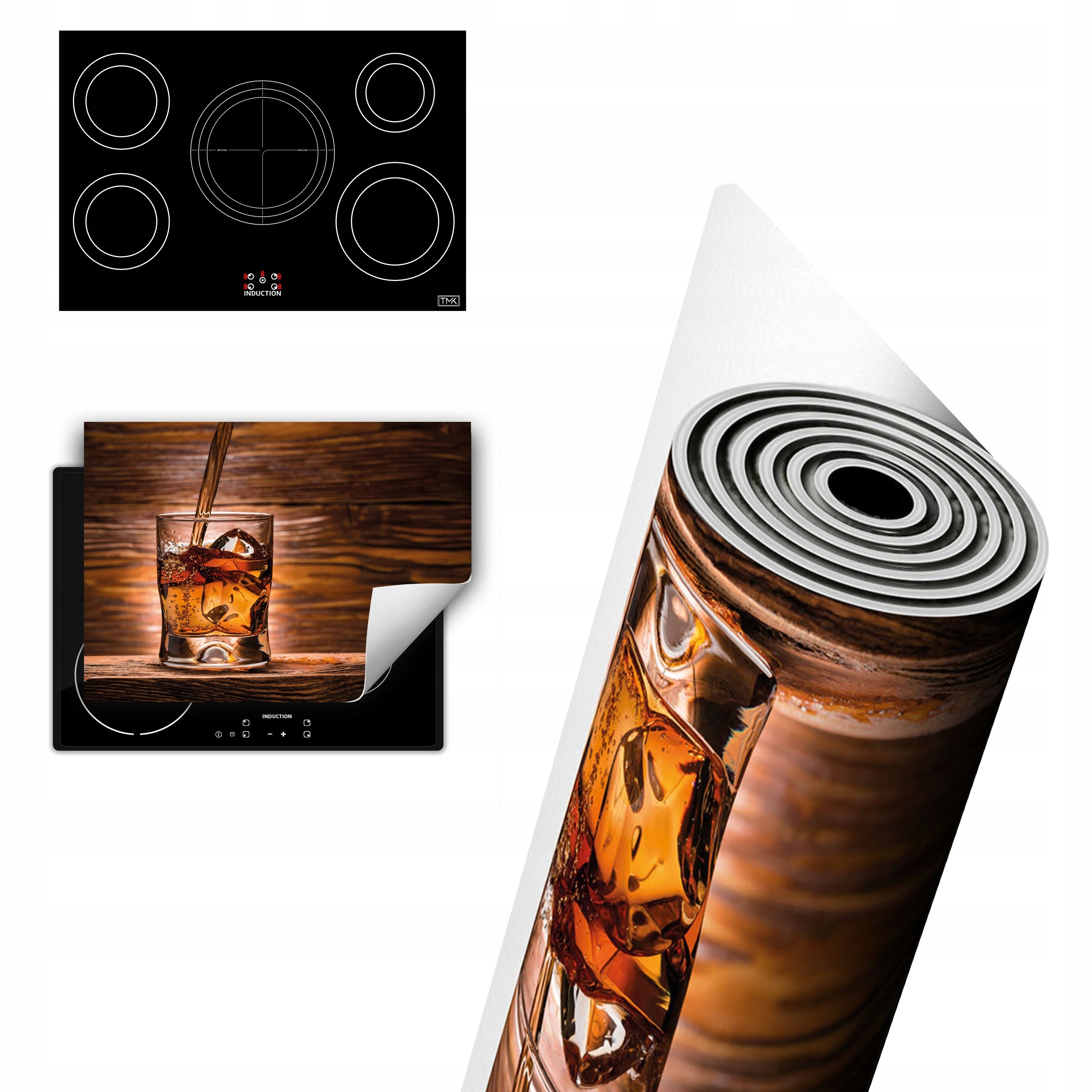 Vinylová Ochrana Na Indukci Pracovní Deska 80x52 Whisky dřevo