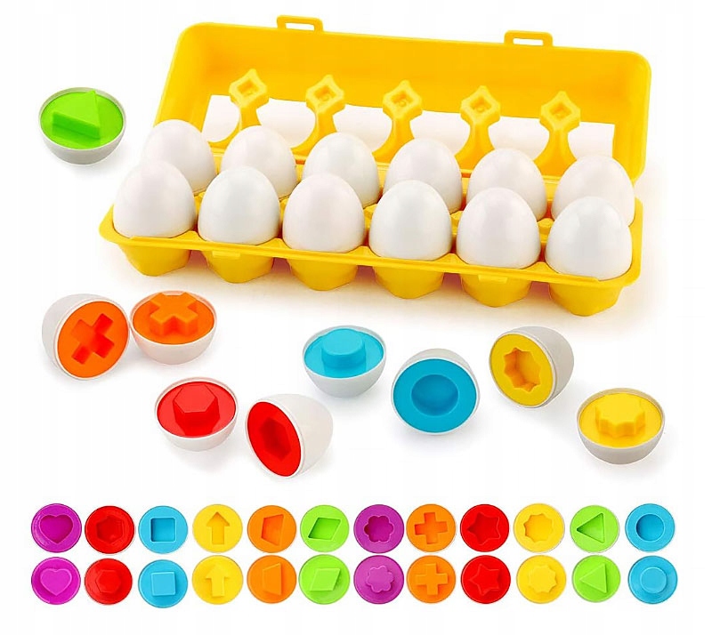 KOLOROWA UKŁADANKA SORTER MONTESSORI JAJKA DOPASUJ WZORY KOLORY KSZTAŁTY Kod producenta 2454