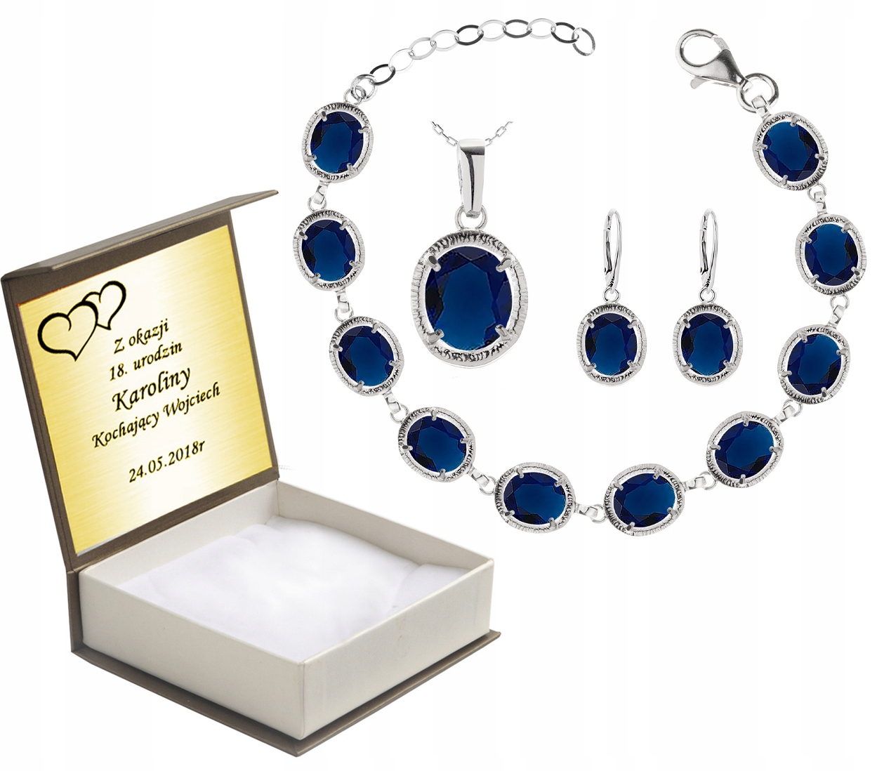 

Komplet Biżuterii Z Szafirowymi Cyrkoniami Angiels