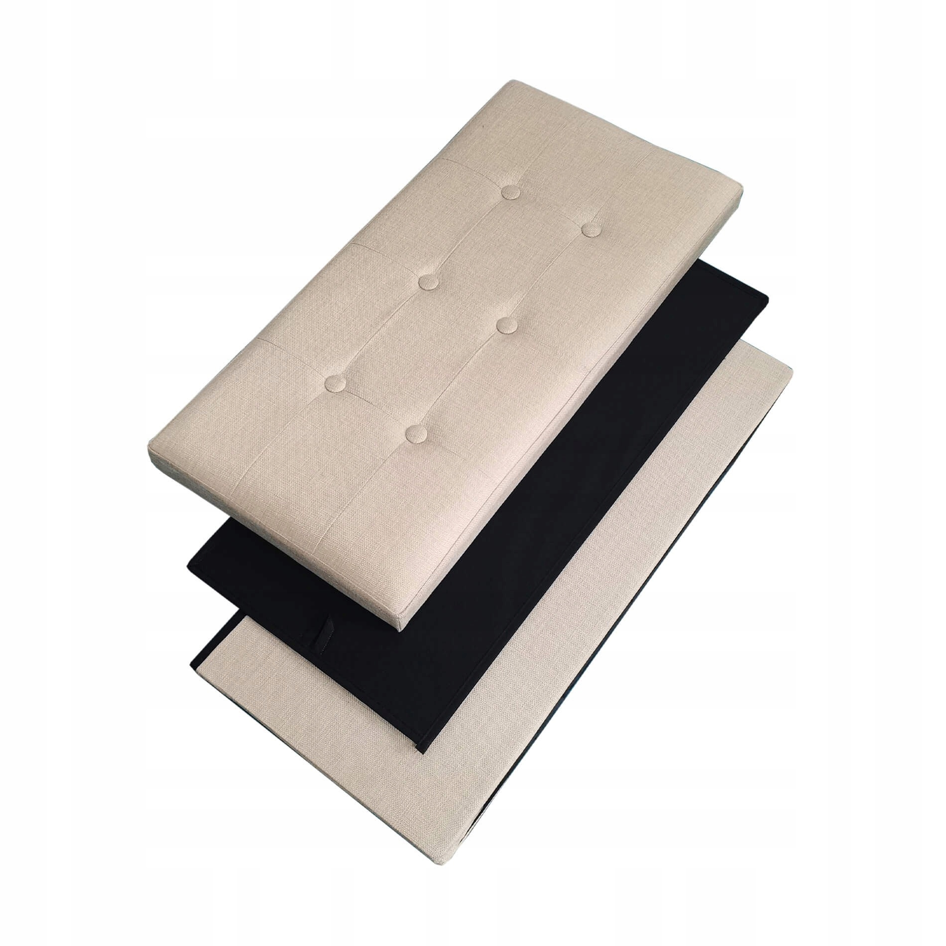 Rebecca Mobili Puf Prostokątny Beżowy Z Pojemnikiem i Pokrywą Podnóżek Wysokość mebla 38 cm