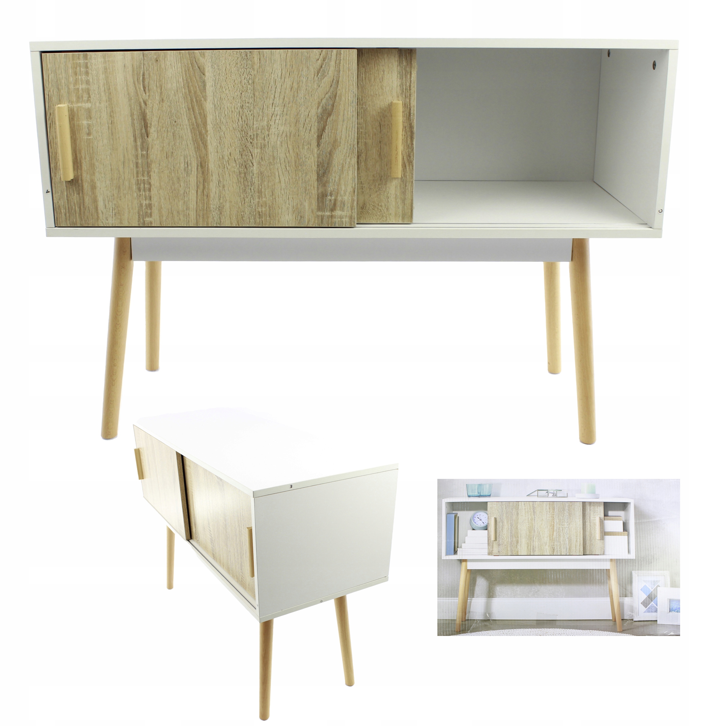 

Komoda szafka 2x przesuwane drzwi nogi Buk 100x38