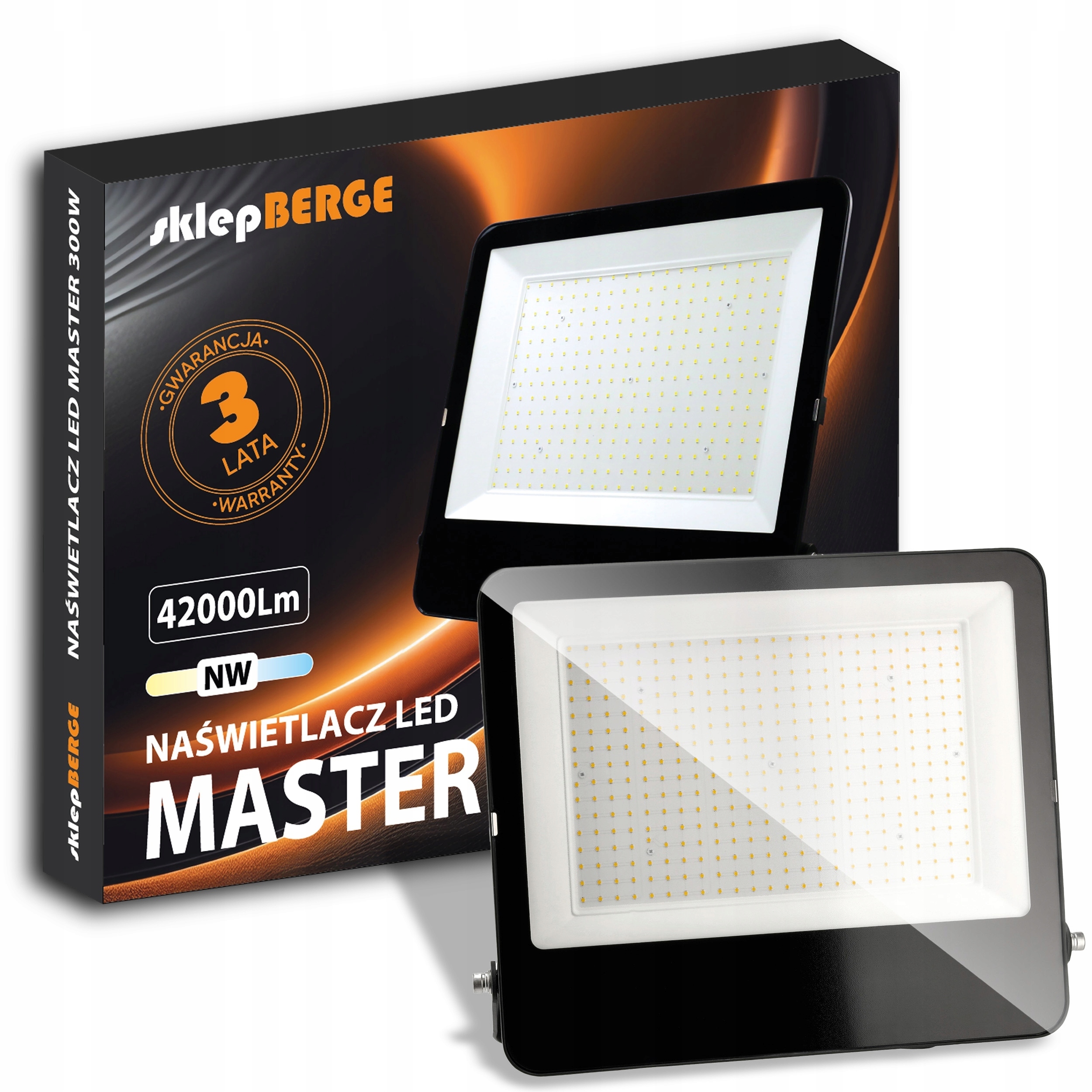 Halogénový Led reflektor 300 W 42000 lm, vonkajší pracovný, výkonný, odolný IP65