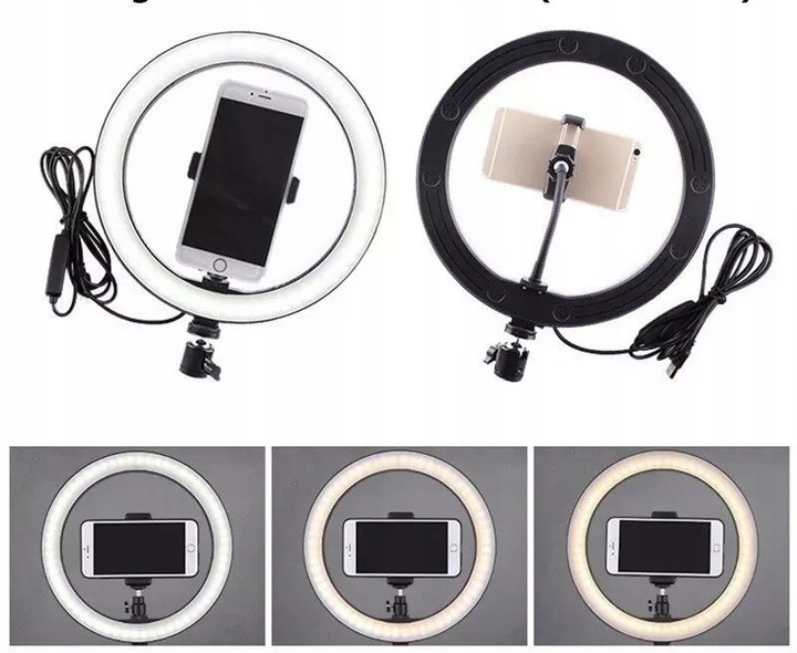 LAMPA PIERŚCIENIOWA RING LED ZE STATYWEM DUŻA 220 Marka Inna