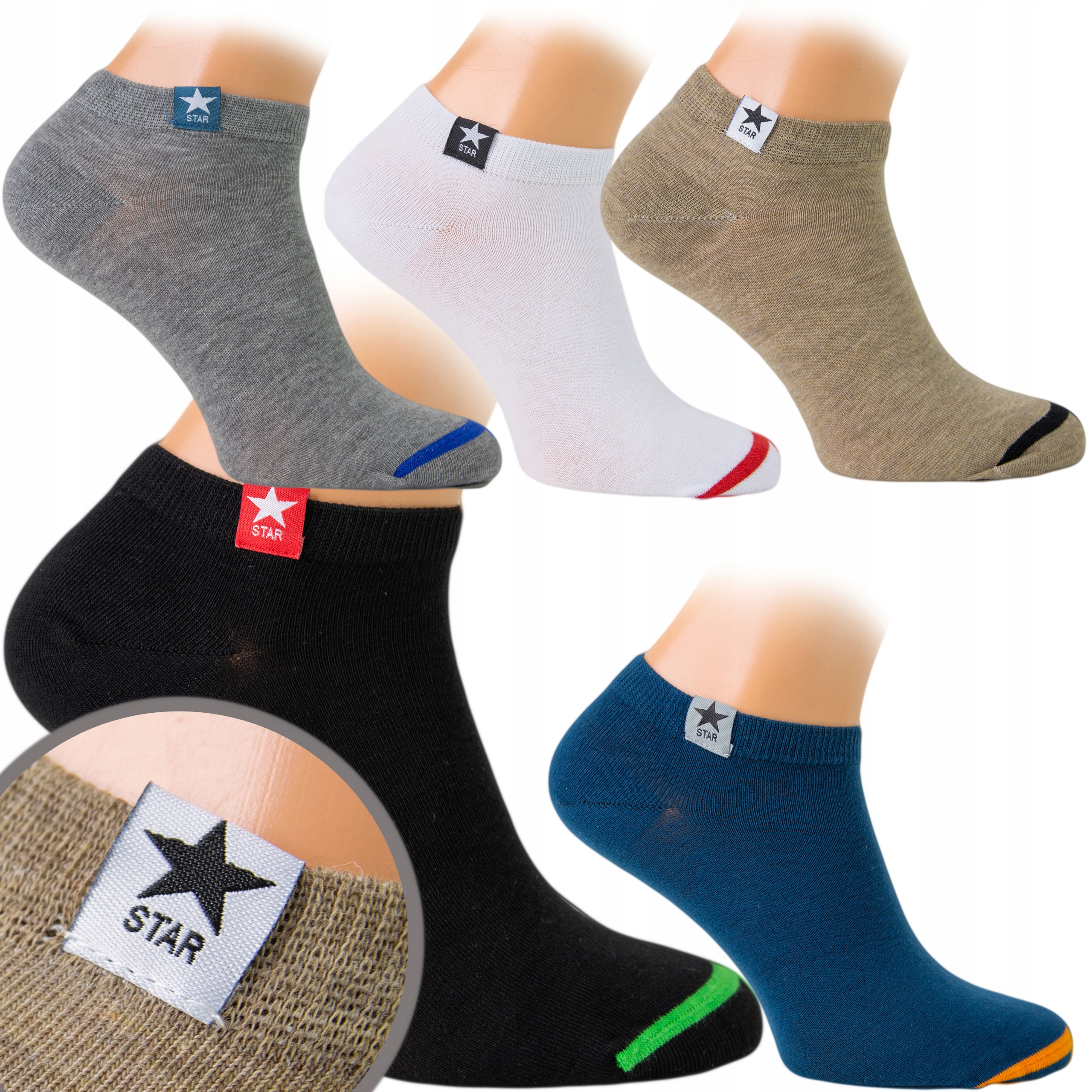 

5 par Skarpetki stopki Męskie Bawełna rozm 40-43