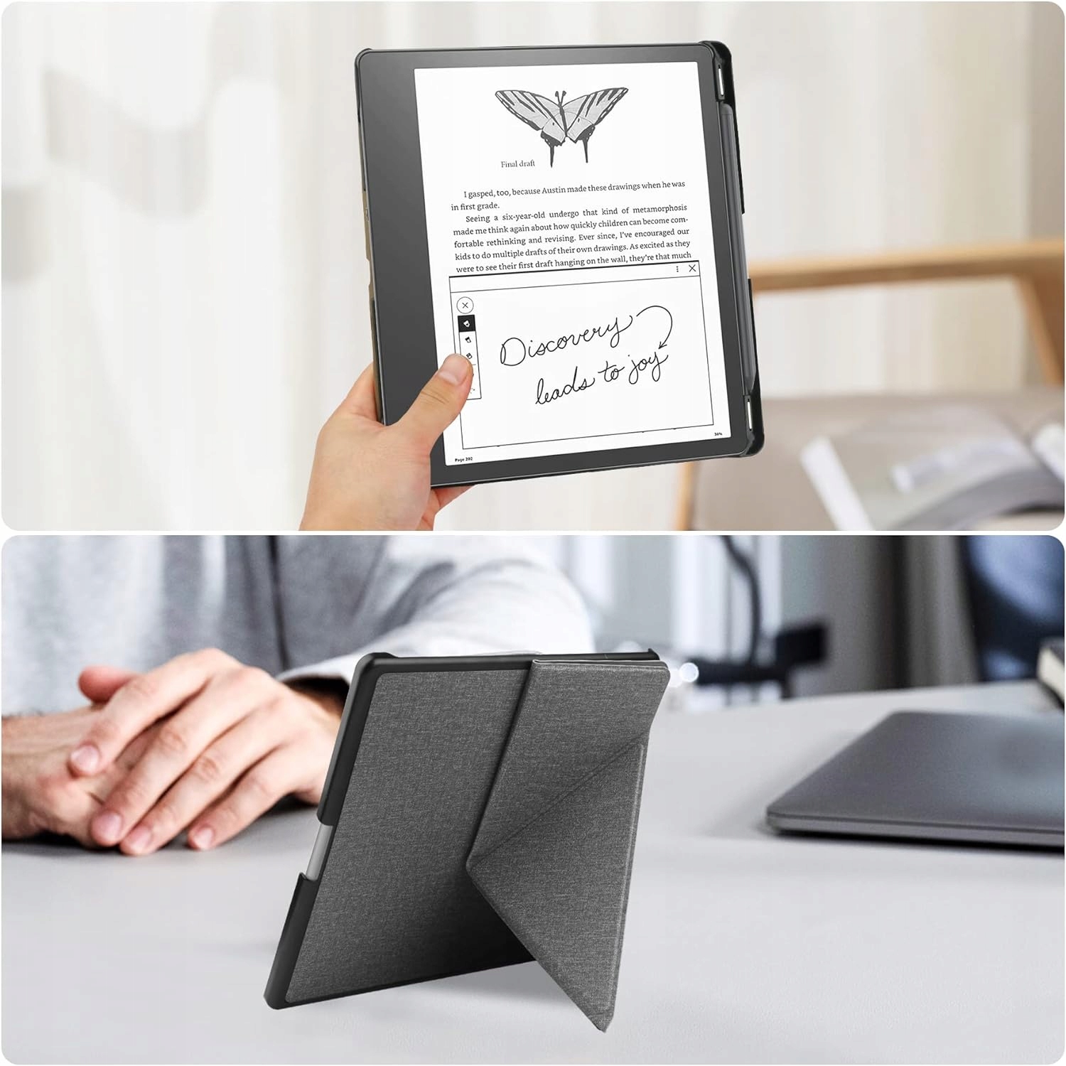 FUTERAŁ ETUI KINDLE SCRIBE 10.2" CIEMNO ZIELONY MATERIAŁOWY Z PODSTAWKĄ Kolor zielony