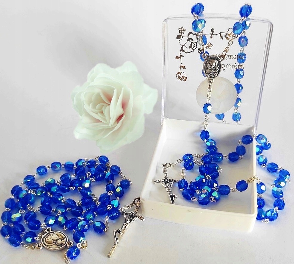 

Różaniec Kryształkowy Niebieski Pudełeczko