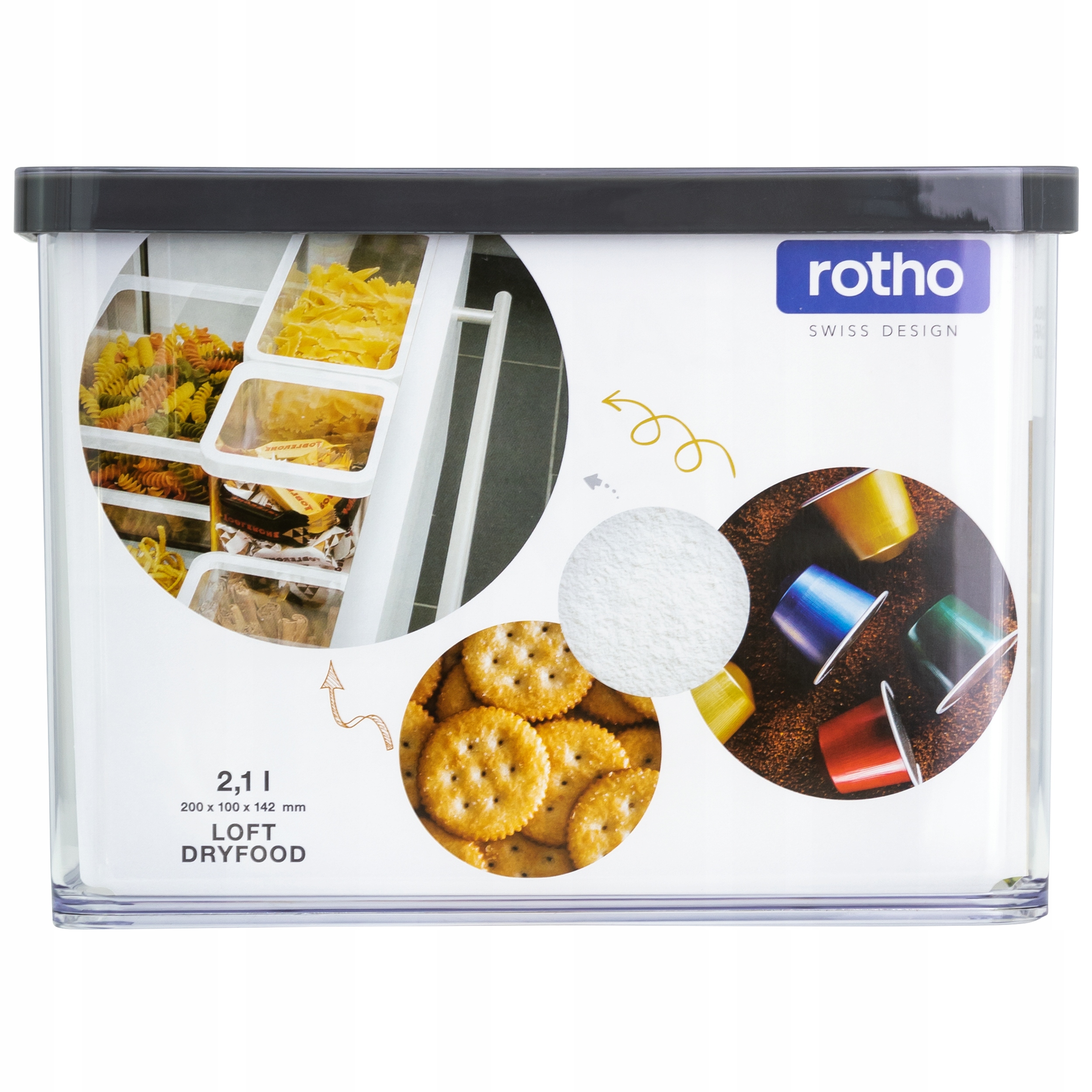 ROTHO POJEMNIK NA ŻYWNOŚĆ ARTYKUŁY SYPKIE ORGANIZER 2,1L GRAFIT LOFT Pojemność 2.1 l
