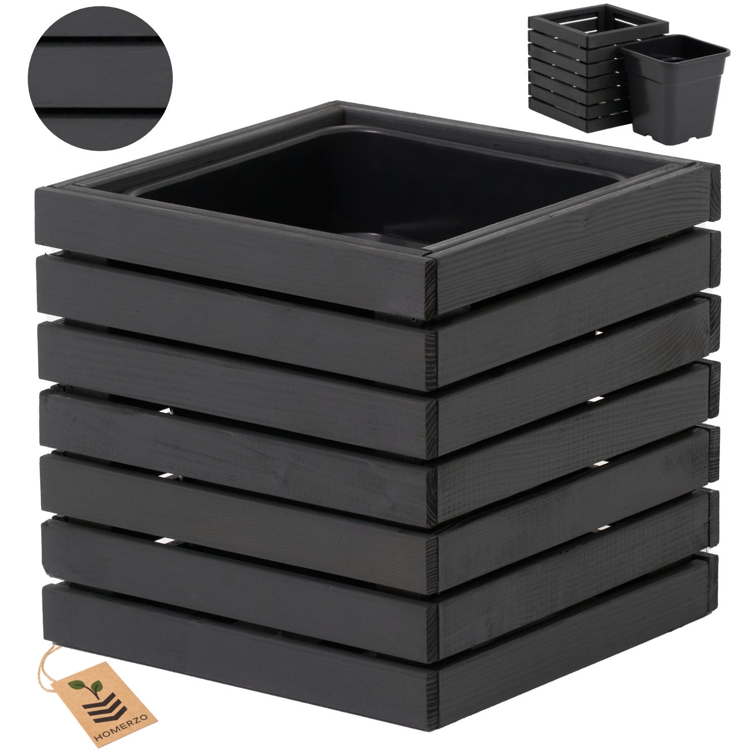 Donica ogrodowa kwadratowa z wkładem plastikowym 1x18l taras balkon ogród