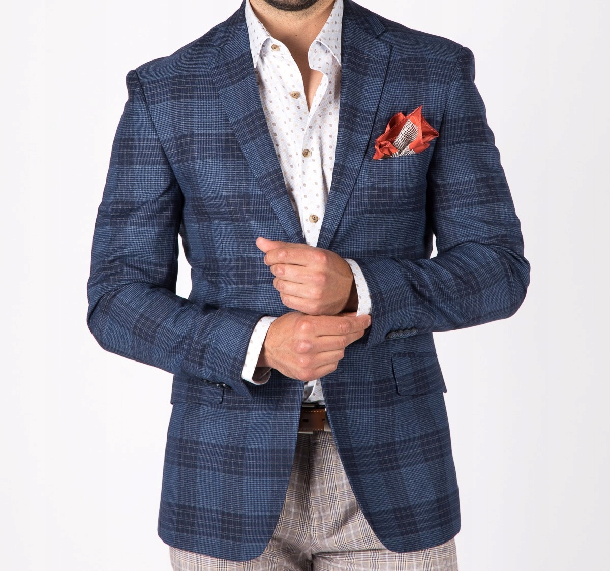 Sako pánské modré kostkované 176/96