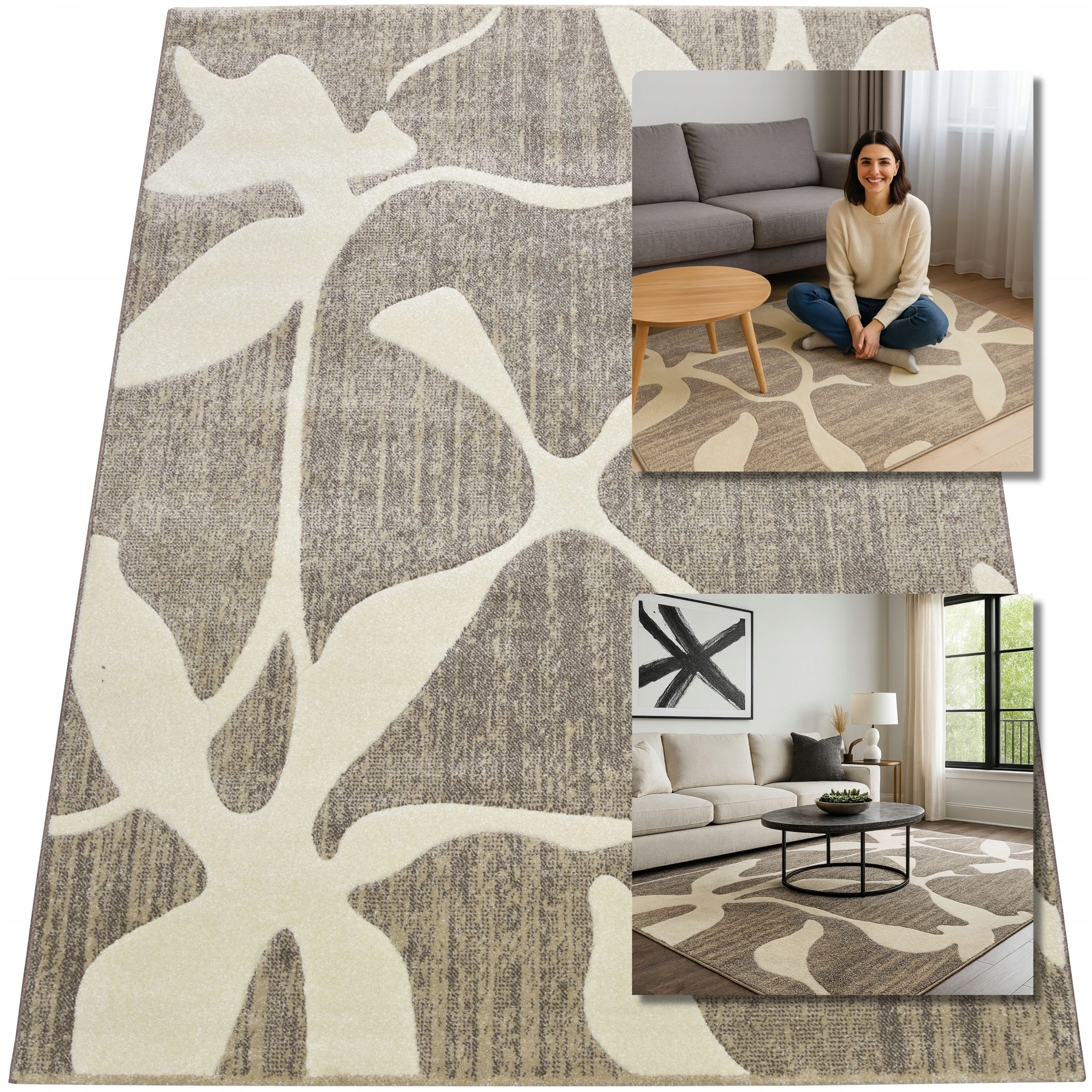 Moderní Koberec Krémový Béžový Koberec Do Obývacího Pokoje Romantic 13 mm 160x230