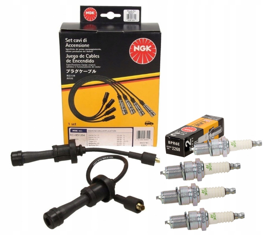 ШНУРЫ ОПЛЕТКА HYUNDAI SANTA ФЕ SONATA 2.0 2.4 + 4× Bpr6e NGK SWIECA ЗАЖИГАНИЯ /NGK/