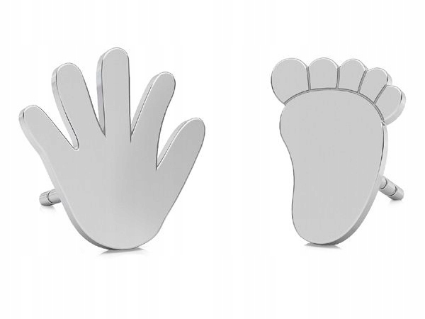 

Srebrne kolczyki Rączka i Stópka dziecka 925