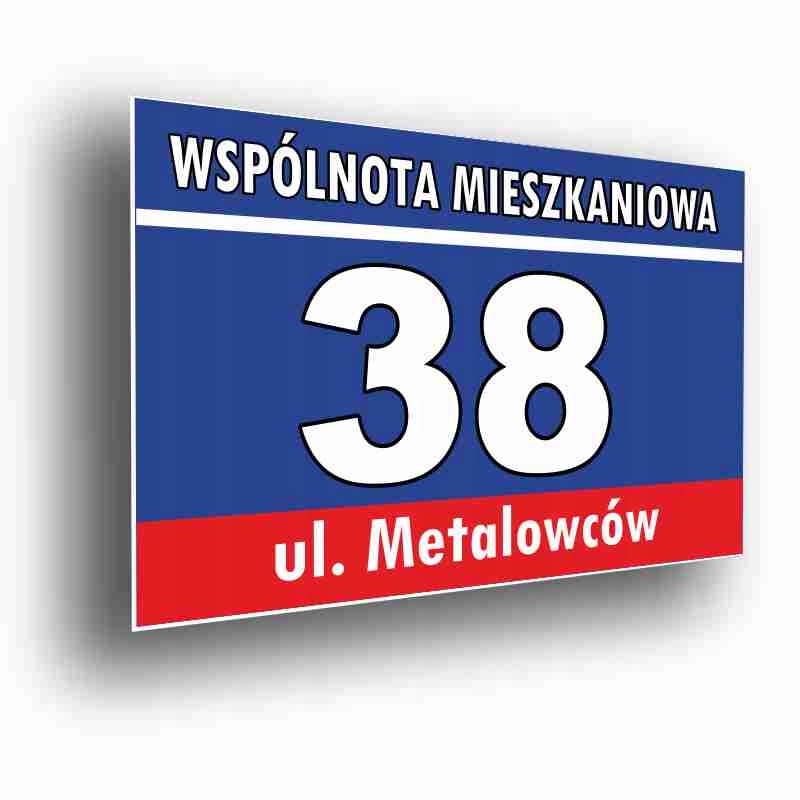 TABLICZKA ADRESOWA numer na dom tablica 30x20 cm WSPÓLNOTA MIESZKANIOWA