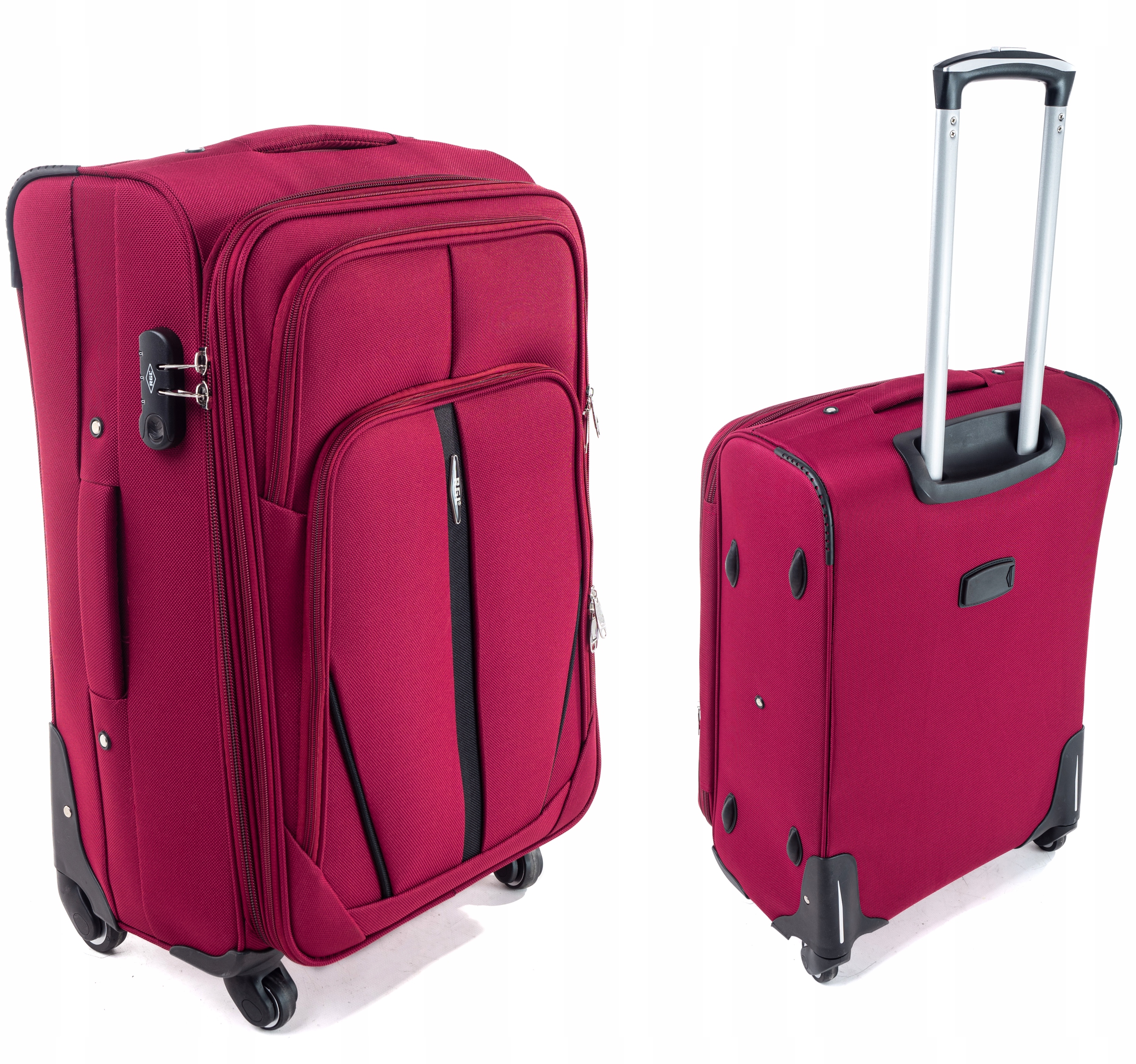 Walizka Duża Mocna XXL Na 4 Kółkach Materiałowa Bagaż Codura Bordo